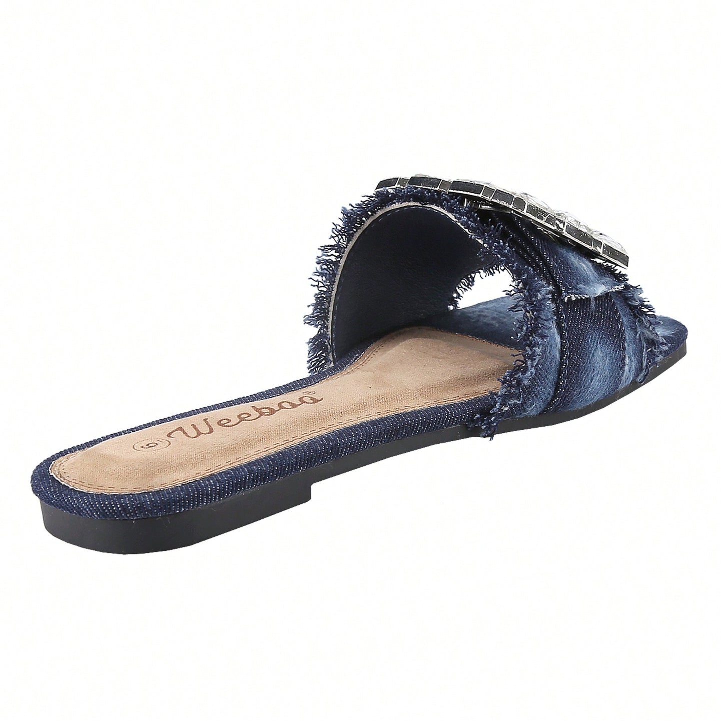 Women's Square Open Toe Summer Casual Flat Slide Sandals