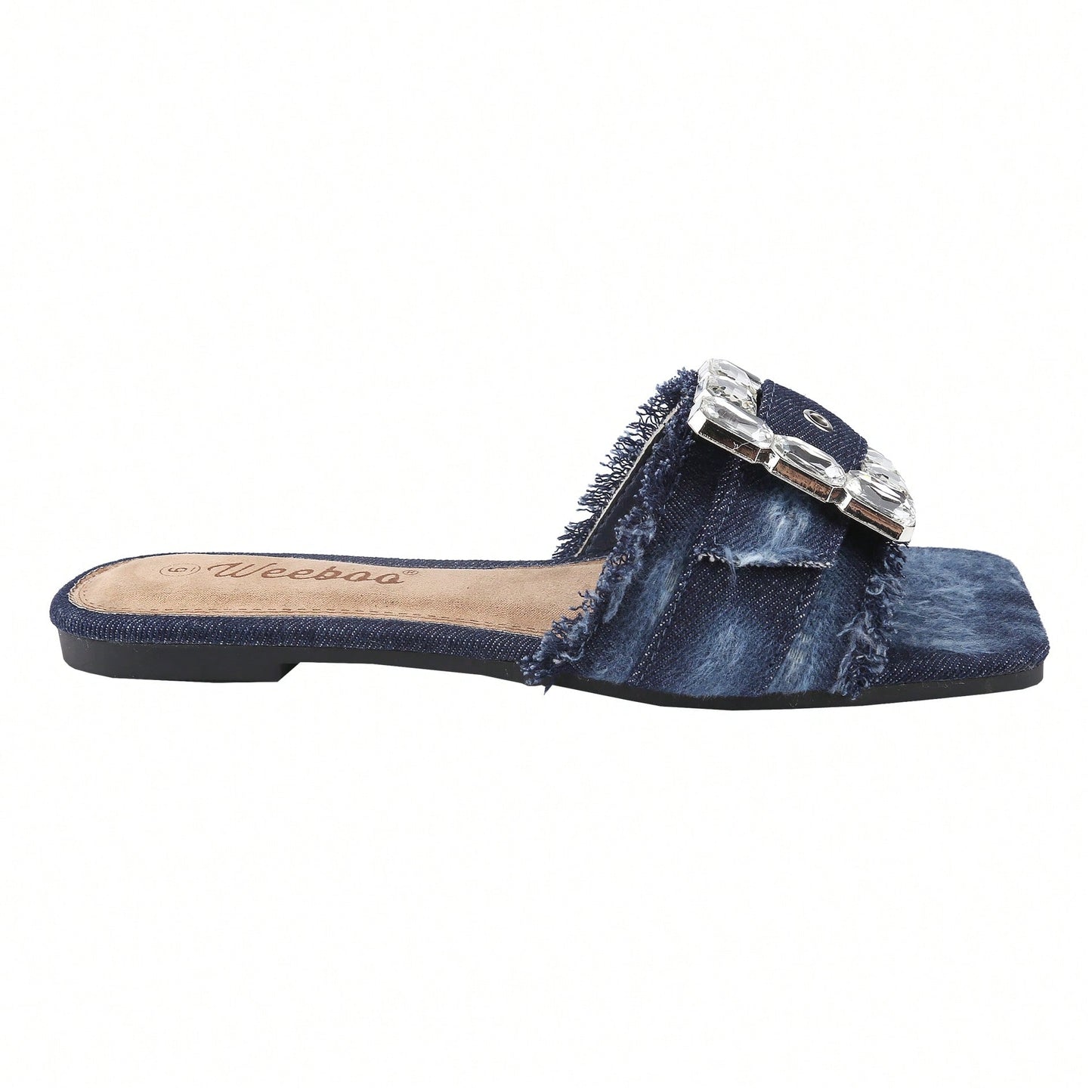 Women's Square Open Toe Summer Casual Flat Slide Sandals