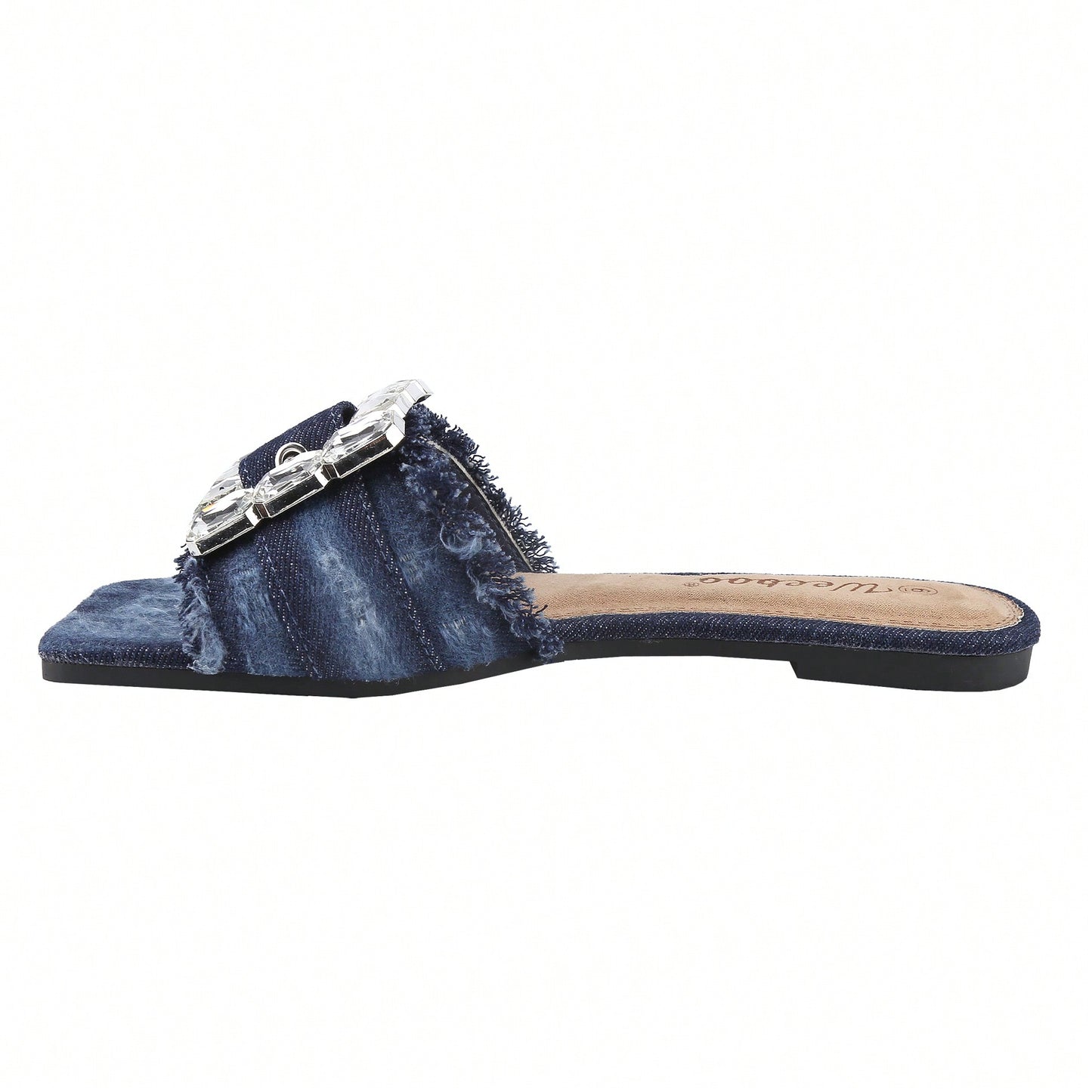 Women's Square Open Toe Summer Casual Flat Slide Sandals