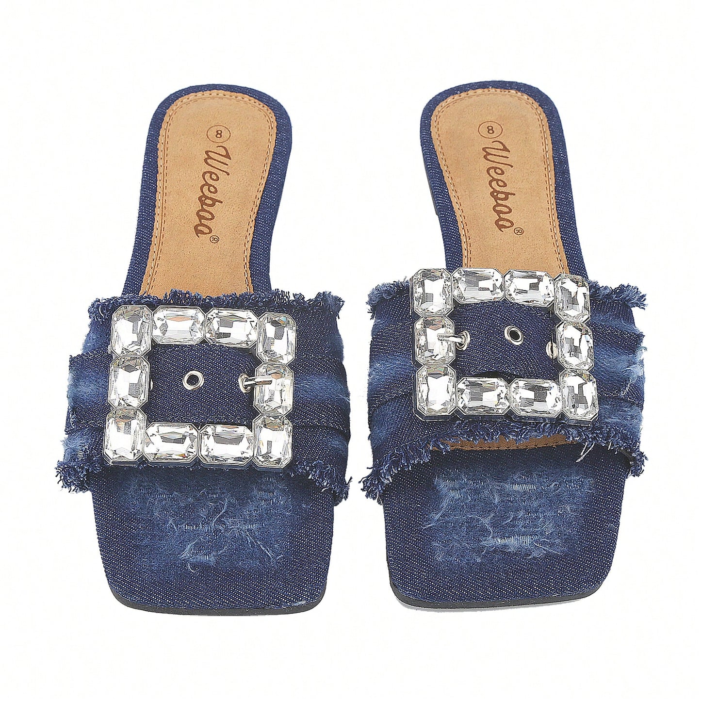 Women's Square Open Toe Summer Casual Flat Slide Sandals