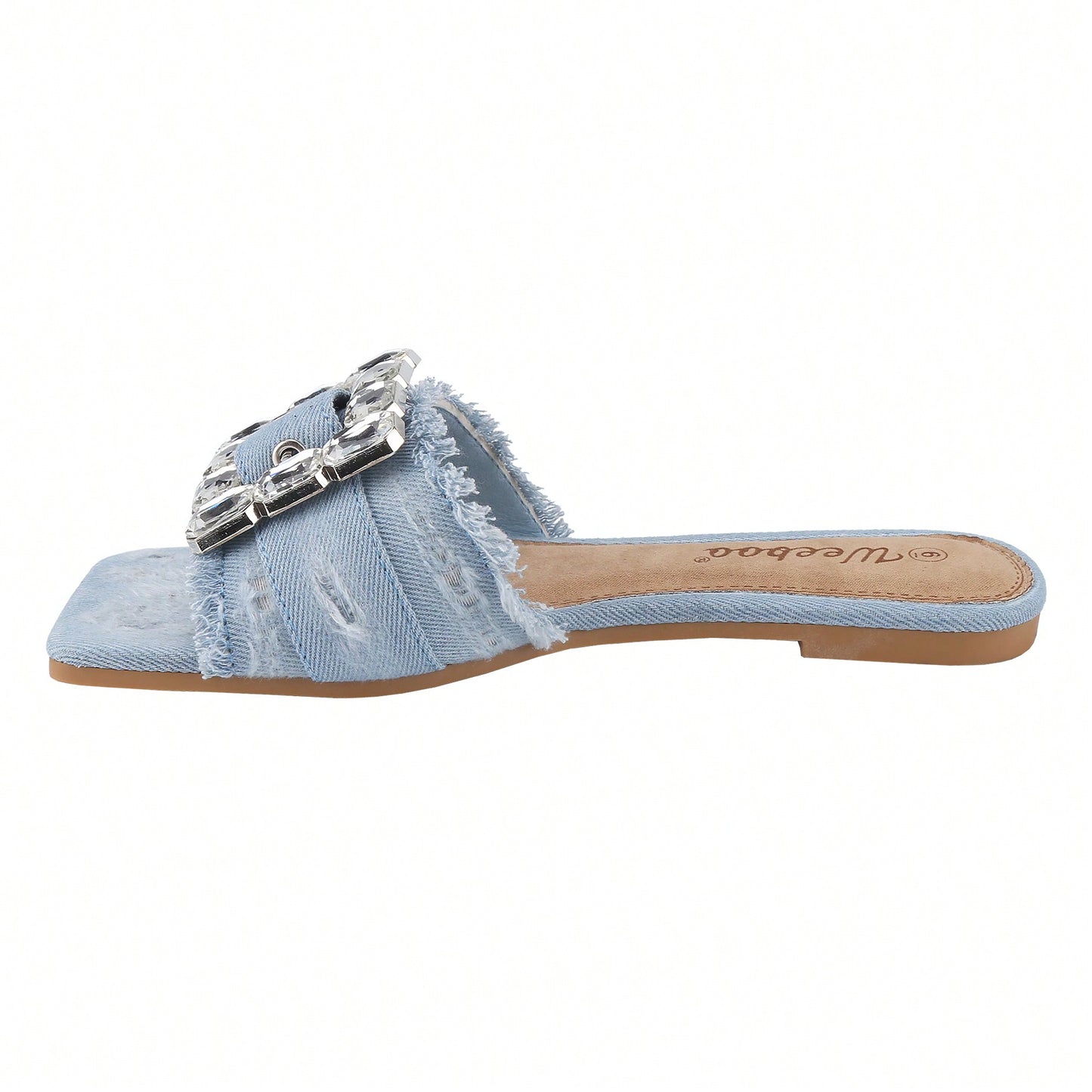 Women's Square Open Toe Summer Casual Flat Slide Sandals