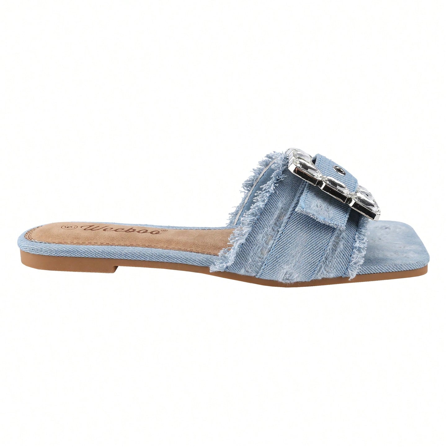 Women's Square Open Toe Summer Casual Flat Slide Sandals