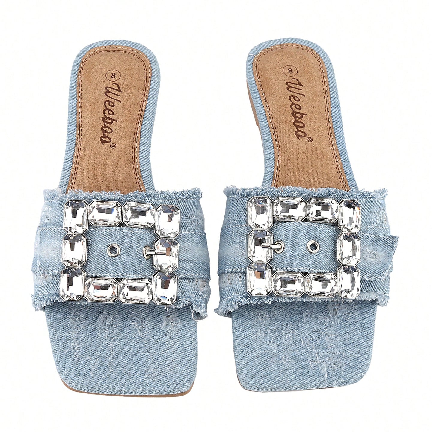 Women's Square Open Toe Summer Casual Flat Slide Sandals