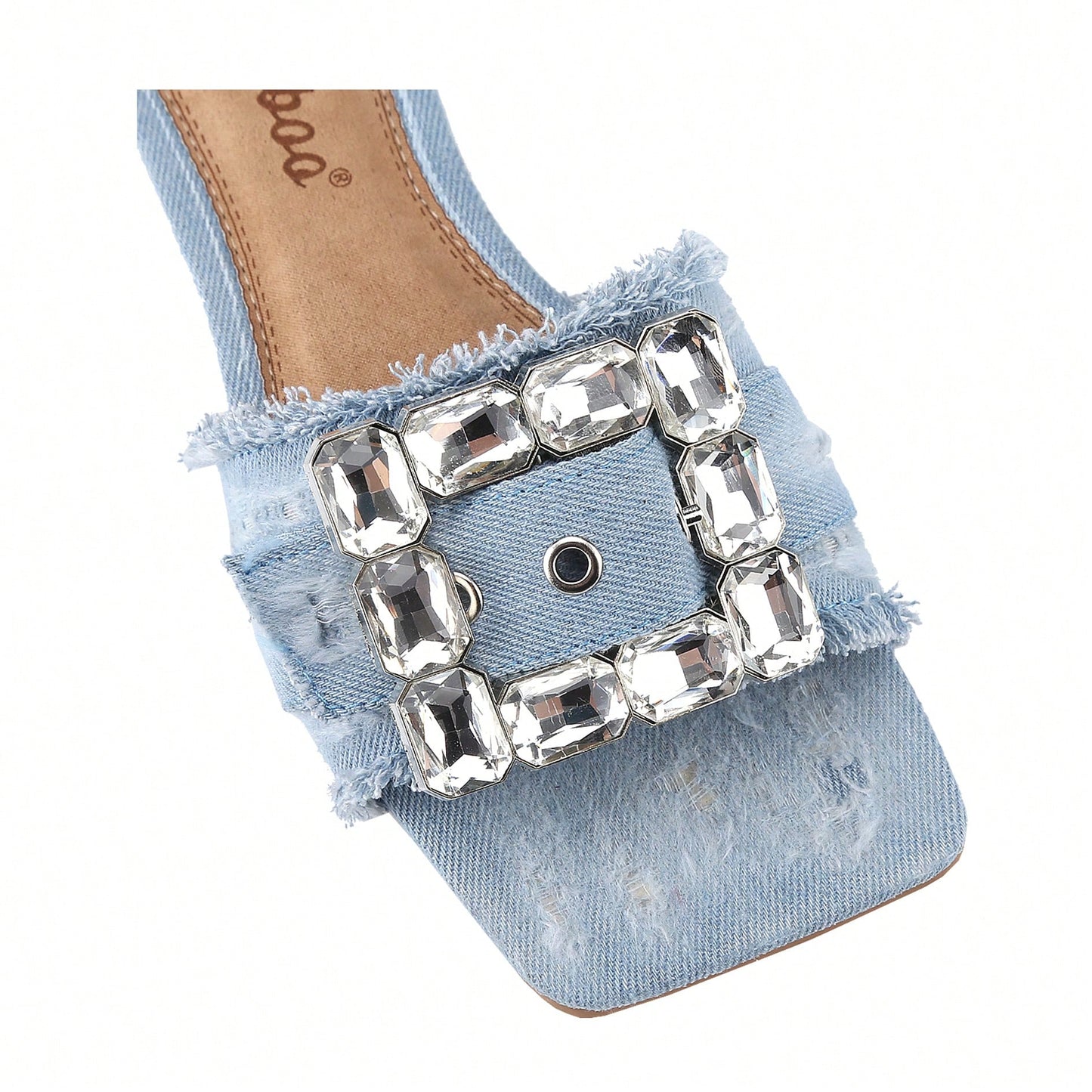 Women's Square Open Toe Summer Casual Flat Slide Sandals