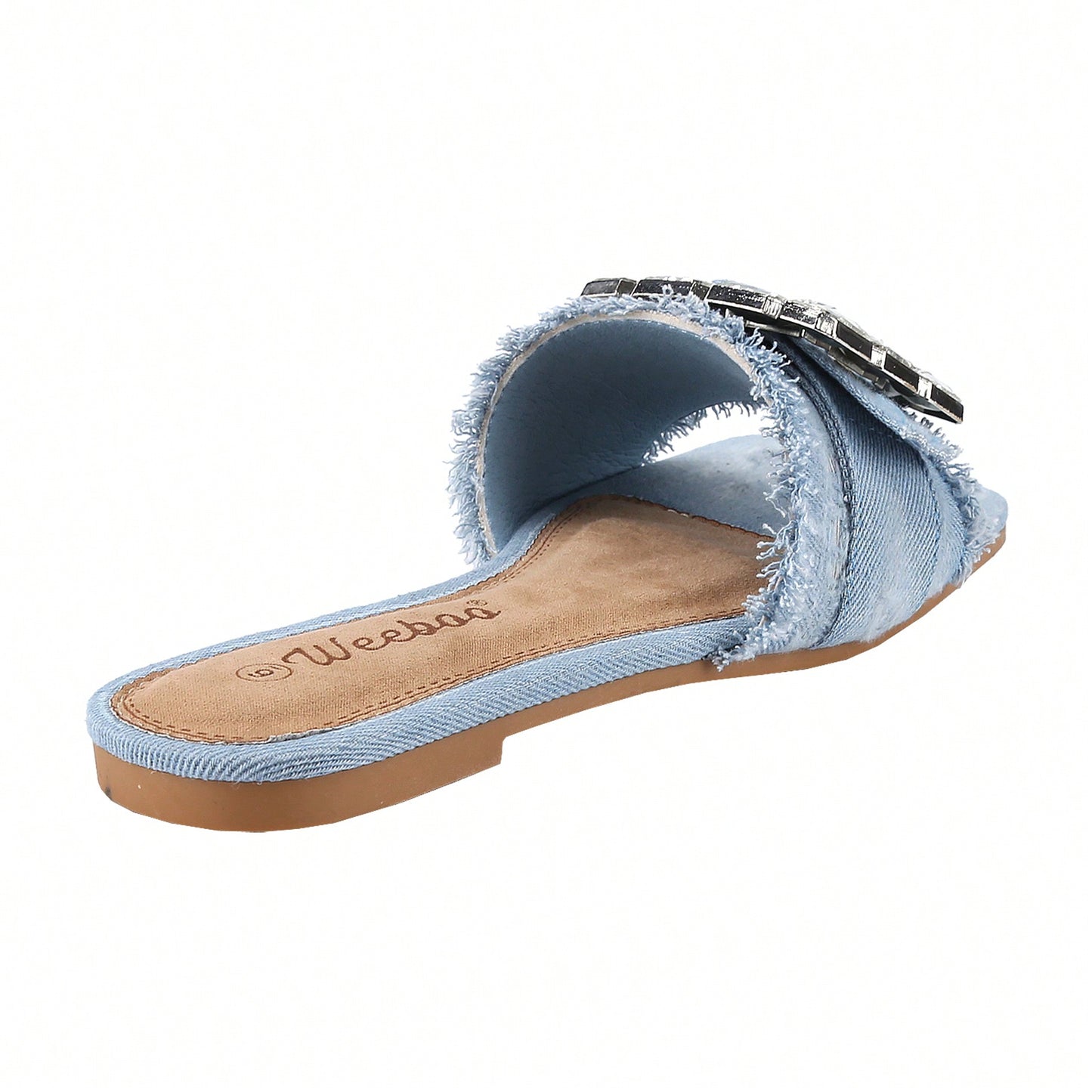 Women's Square Open Toe Summer Casual Flat Slide Sandals