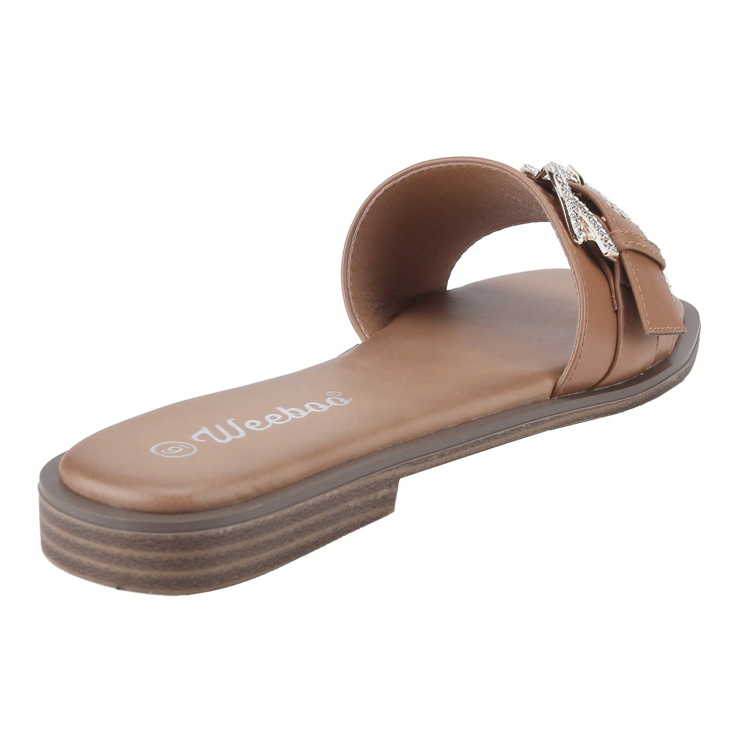 Women's Flat Sandals Fashion Square Open Toe Metal Chain Summer Dressy Sandals Slip On Casual Slides