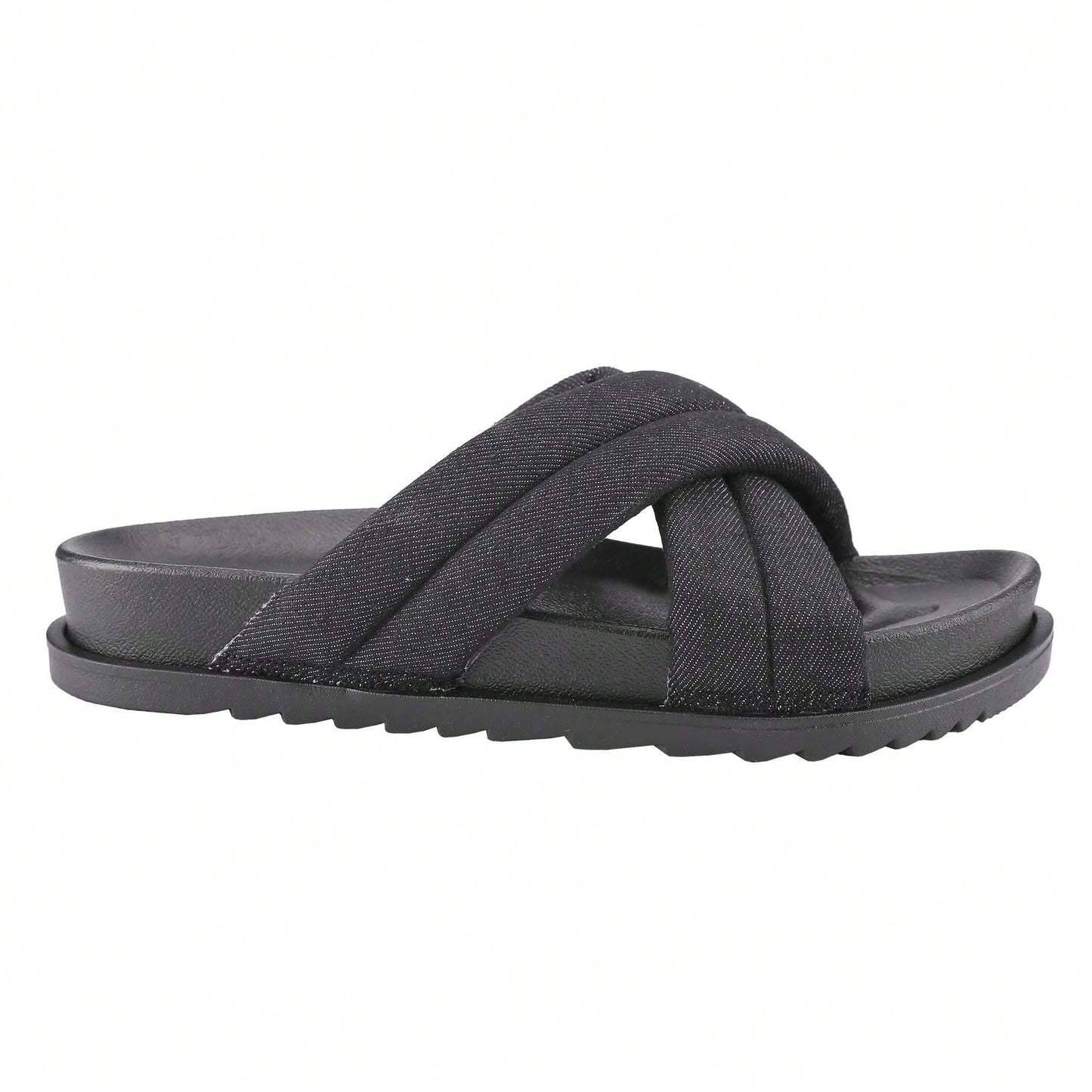 Women's Slide Sandals Slip On Open Toe Cute Platform Criss Cross Flat Sandals For Summer