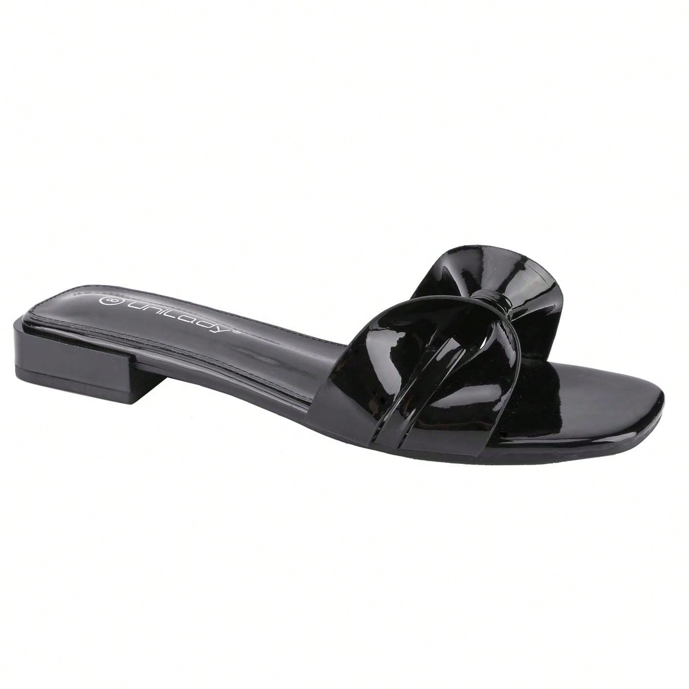 Women's Flat Sandals With Bow Fashion Open Toe Woven Slip On Slides Beach Sandals Slippers For Summer