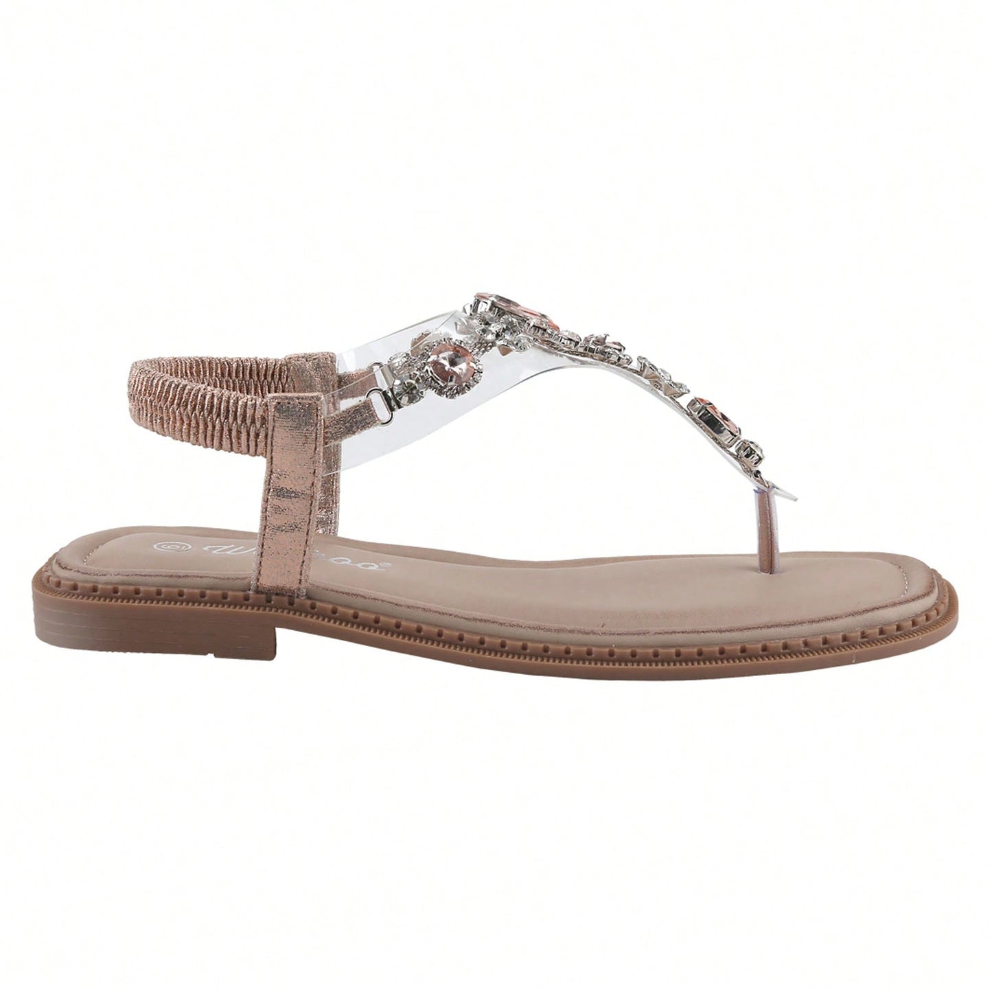 Women's Rhinestone Gladiator Sandals Flat Wedding Sandals Gem Pearl Sparkling Bridal Bridesmaid Sandals Blue Bohemian Sandals