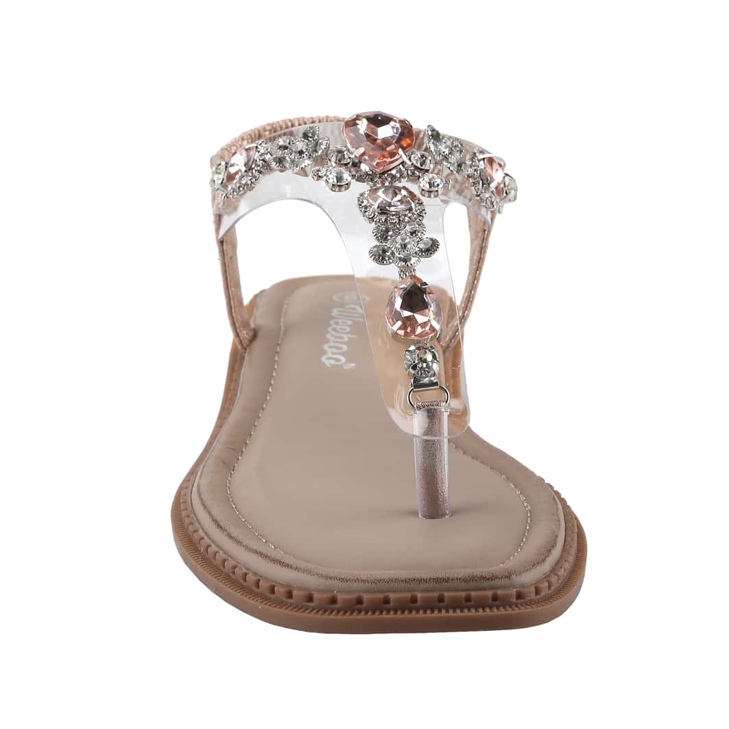 Women's Rhinestone Gladiator Sandals Flat Wedding Sandals Gem Pearl Sparkling Bridal Bridesmaid Sandals Blue Bohemian Sandals
