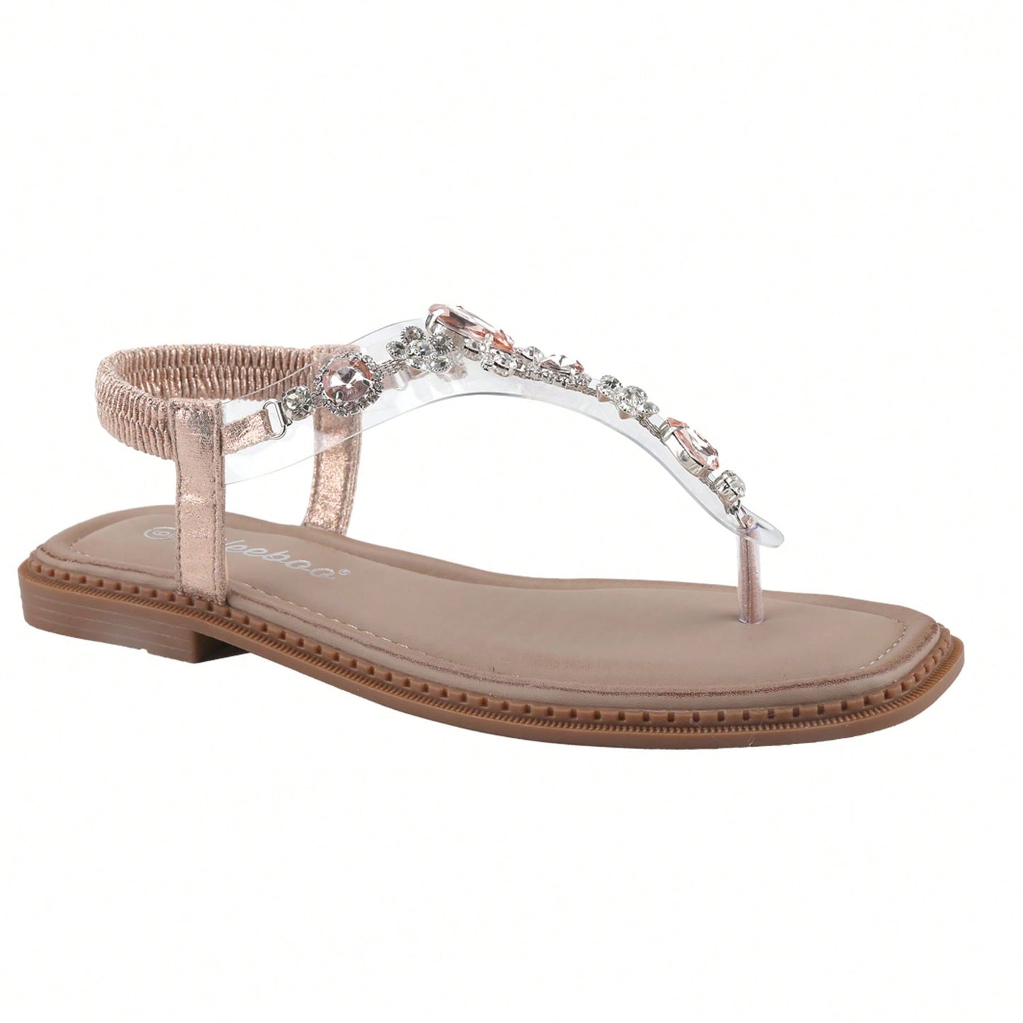 Women's Rhinestone Gladiator Sandals Flat Wedding Sandals Gem Pearl Sparkling Bridal Bridesmaid Sandals Blue Bohemian Sandals