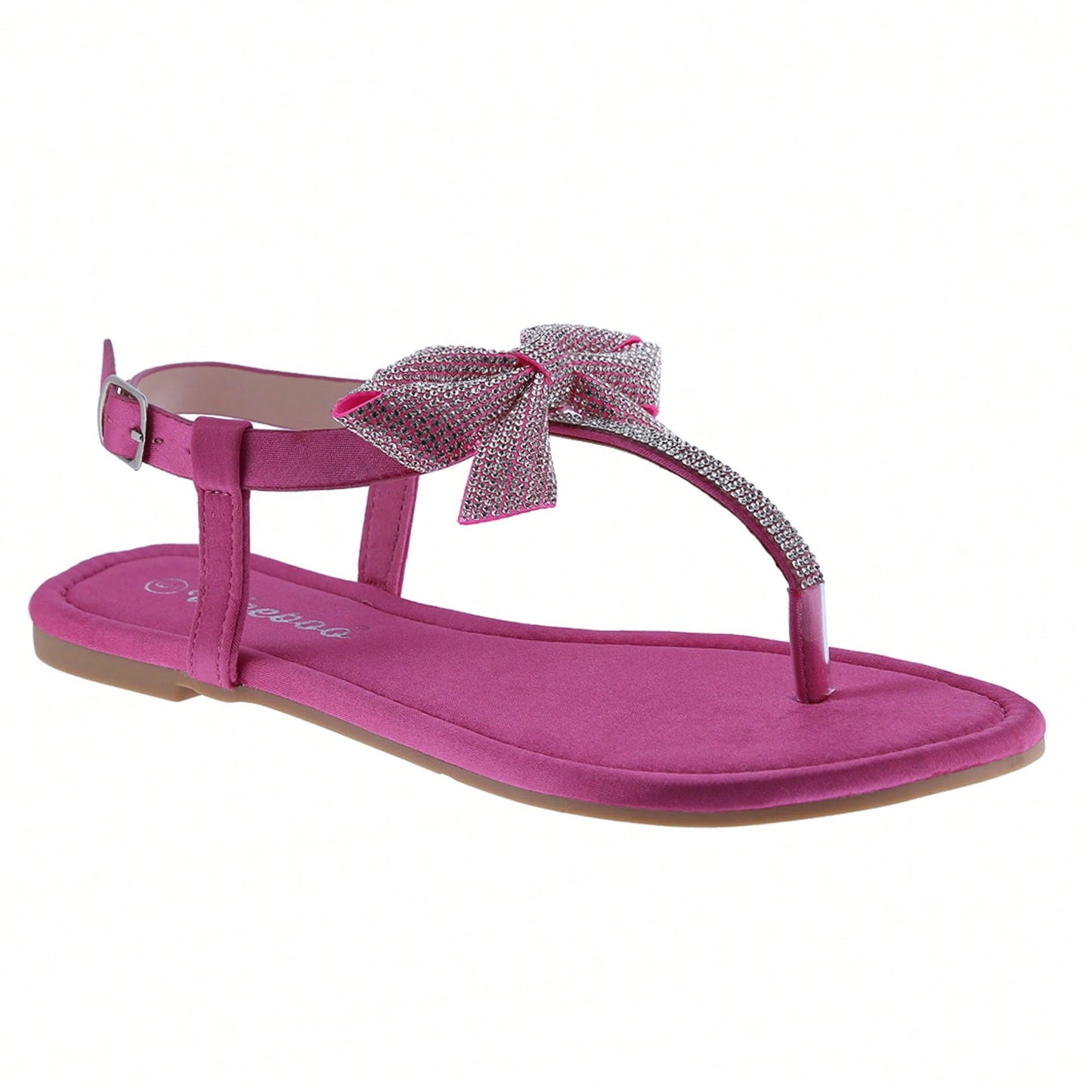 Women's Rhinestone Bowknot Sandals Flat Wedding Sandals Gem Sparkling Bridal Bridesmaid Thong
