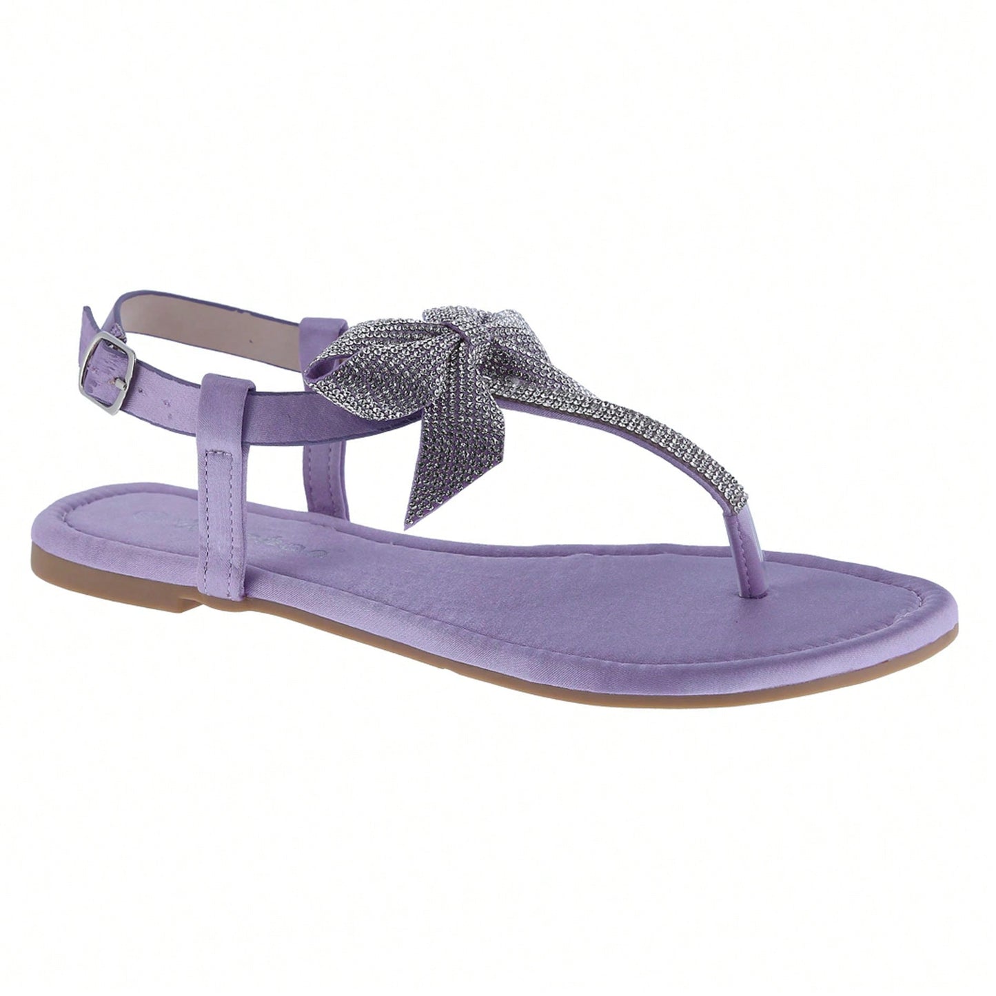 Women's Rhinestone Bowknot Sandals Flat Wedding Sandals Gem Sparkling Bridal Bridesmaid Thong