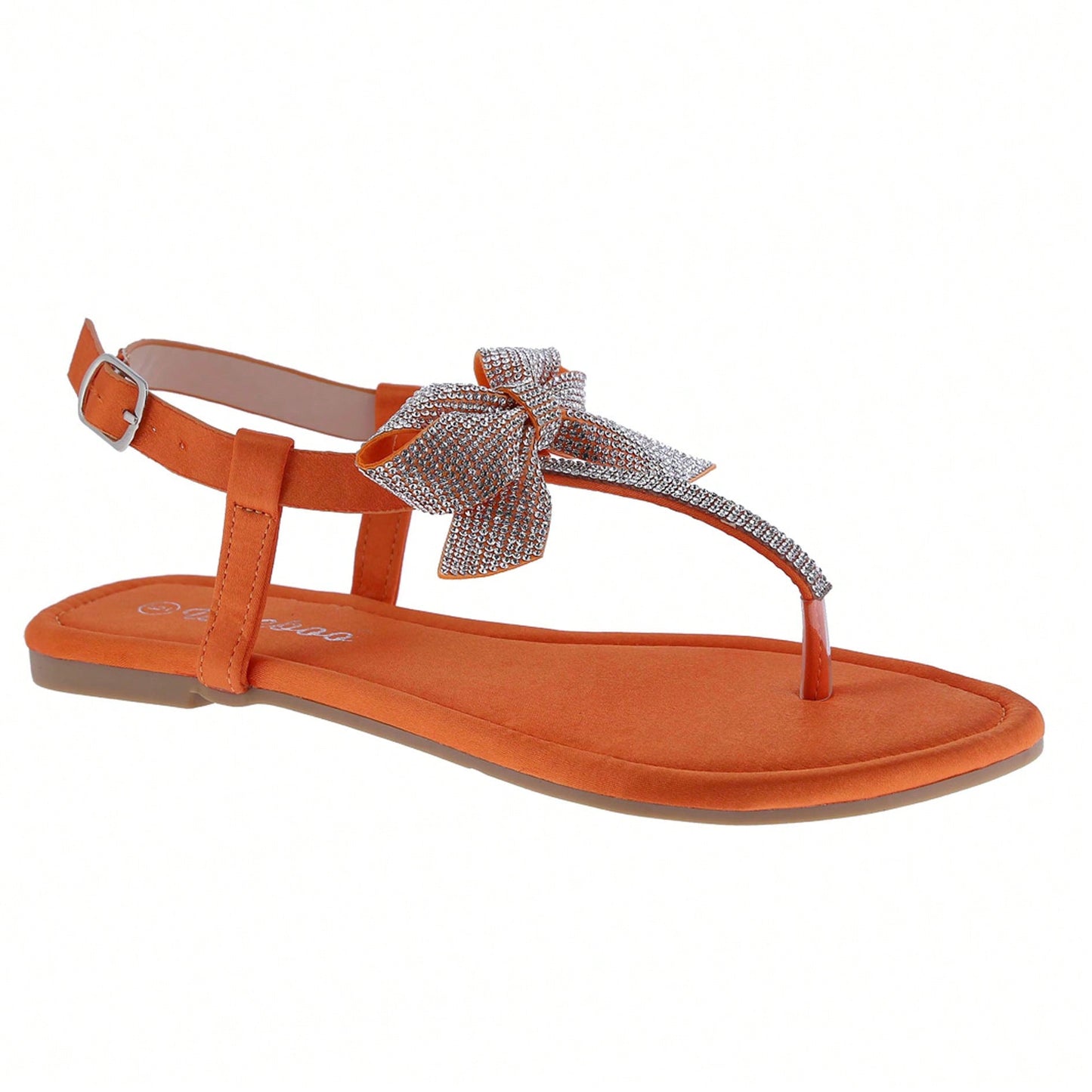 Women's Rhinestone Bowknot Sandals Flat Wedding Sandals Gem Sparkling Bridal Bridesmaid Thong