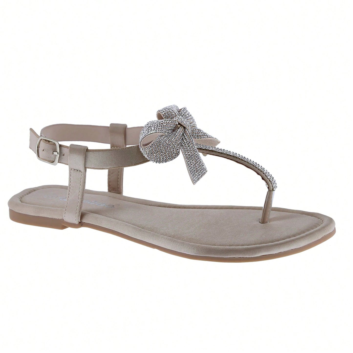 Women's Rhinestone Bowknot Sandals Flat Wedding Sandals Gem Sparkling Bridal Bridesmaid Thong