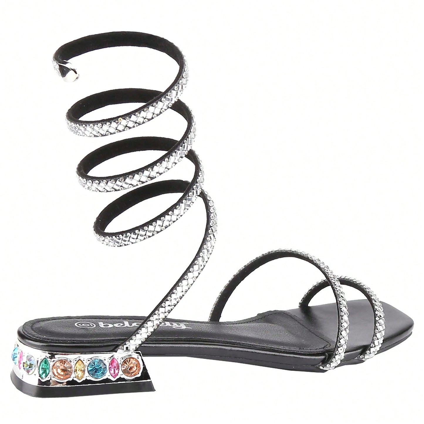 Women's Bling Rhinestone Square Flat Sandals,Crystal Satin Glitter Mules Slippers Boho Open Toe Slip-On Beach Sandals