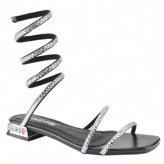 Women's Bling Rhinestone Square Flat Sandals,Crystal Satin Glitter Mules Slippers Boho Open Toe Slip-On Beach Sandals