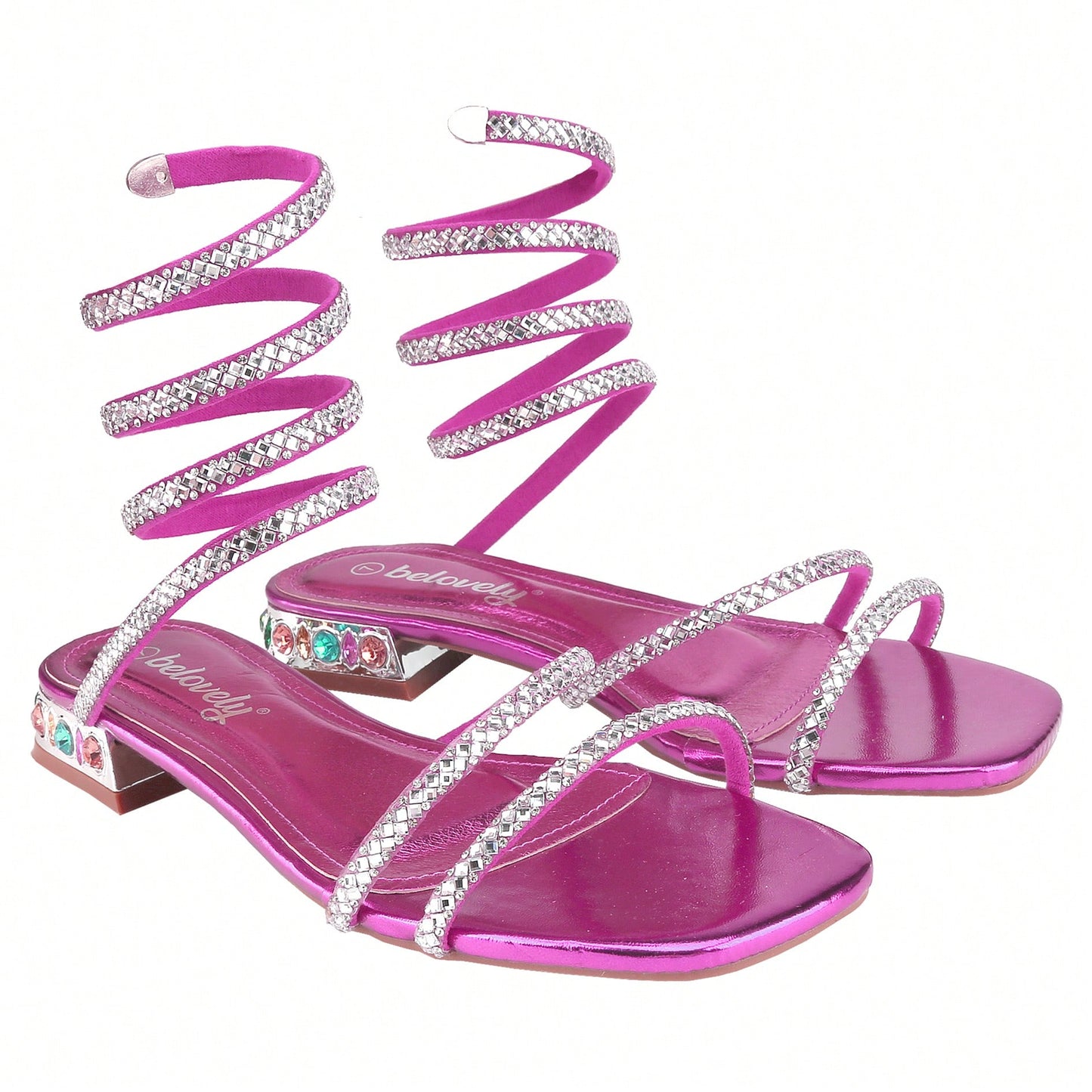Women's Bling Rhinestone Square Flat Sandals,Crystal Satin Glitter Mules Slippers Boho Open Toe Slip-On Beach Sandals