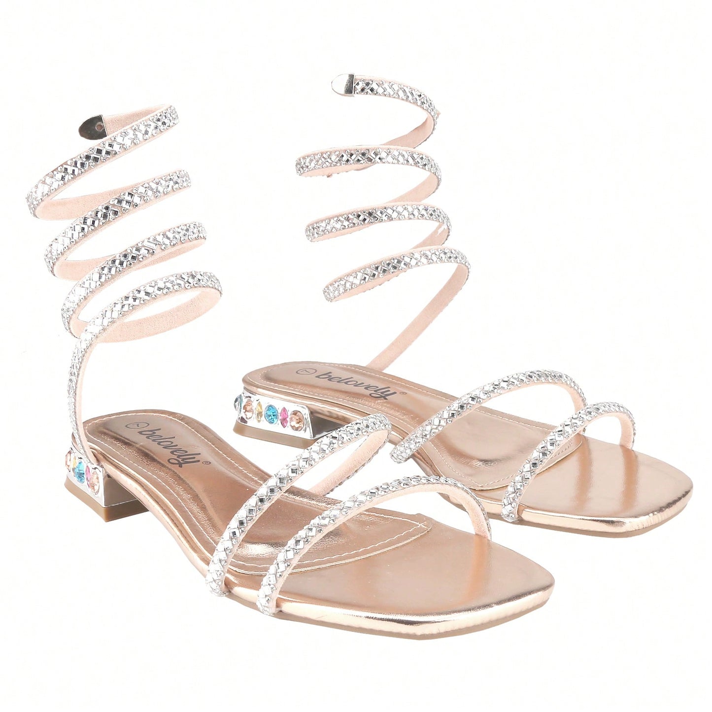 Women's Bling Rhinestone Square Flat Sandals,Crystal Satin Glitter Mules Slippers Boho Open Toe Slip-On Beach Sandals