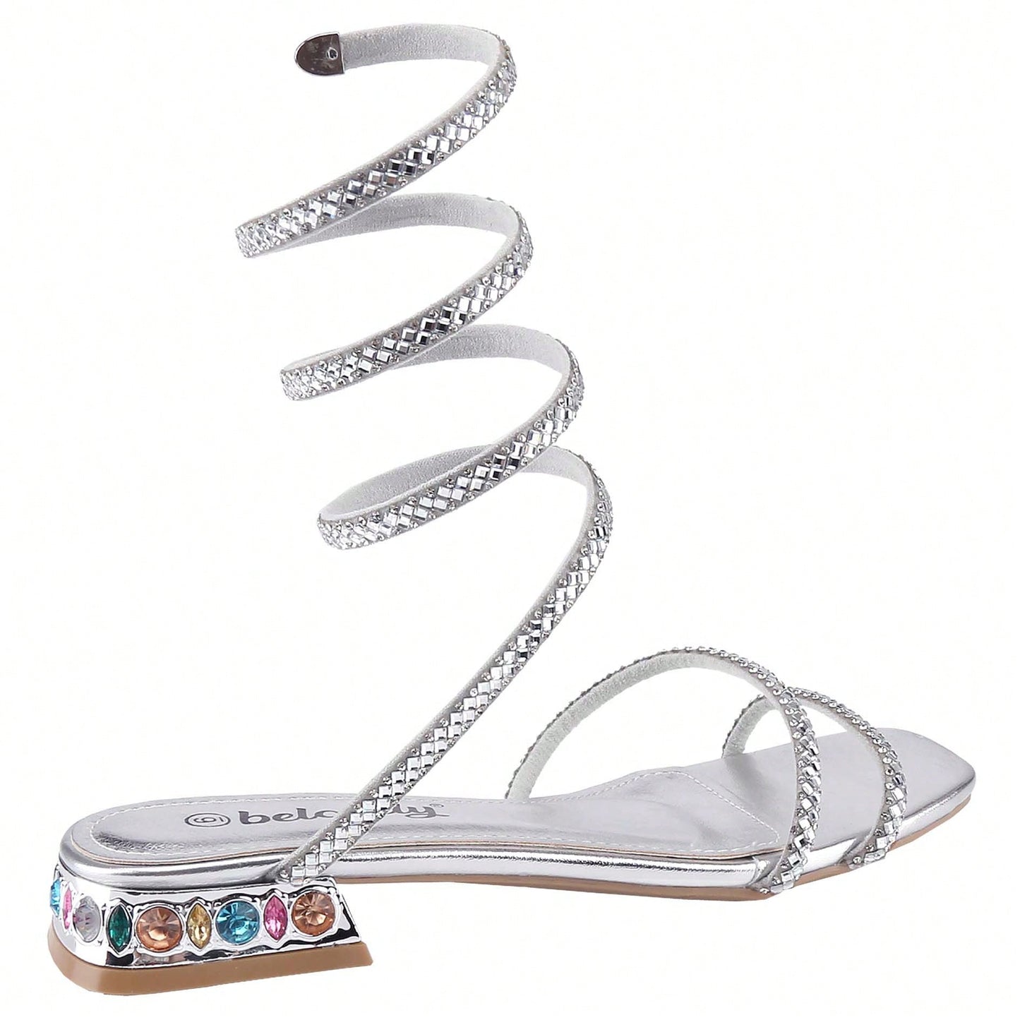 Women's Bling Rhinestone Square Flat Sandals,Crystal Satin Glitter Mules Slippers Boho Open Toe Slip-On Beach Sandals
