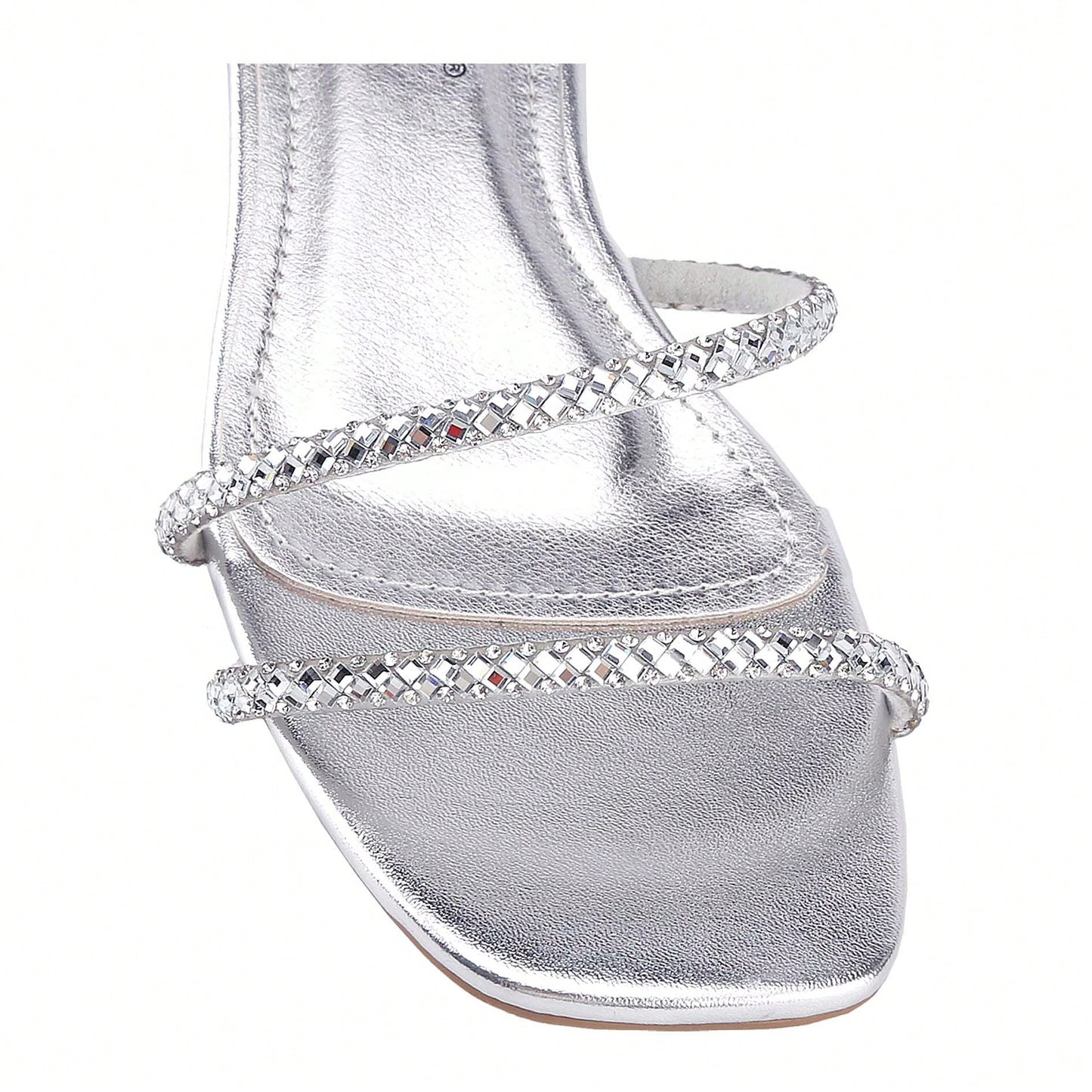 Women's Bling Rhinestone Square Flat Sandals,Crystal Satin Glitter Mules Slippers Boho Open Toe Slip-On Beach Sandals