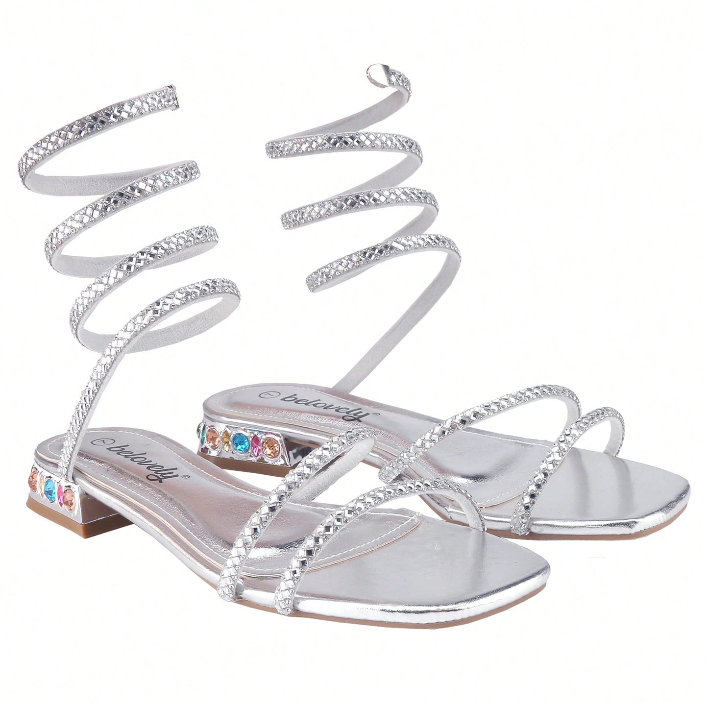 Women's Bling Rhinestone Square Flat Sandals,Crystal Satin Glitter Mules Slippers Boho Open Toe Slip-On Beach Sandals