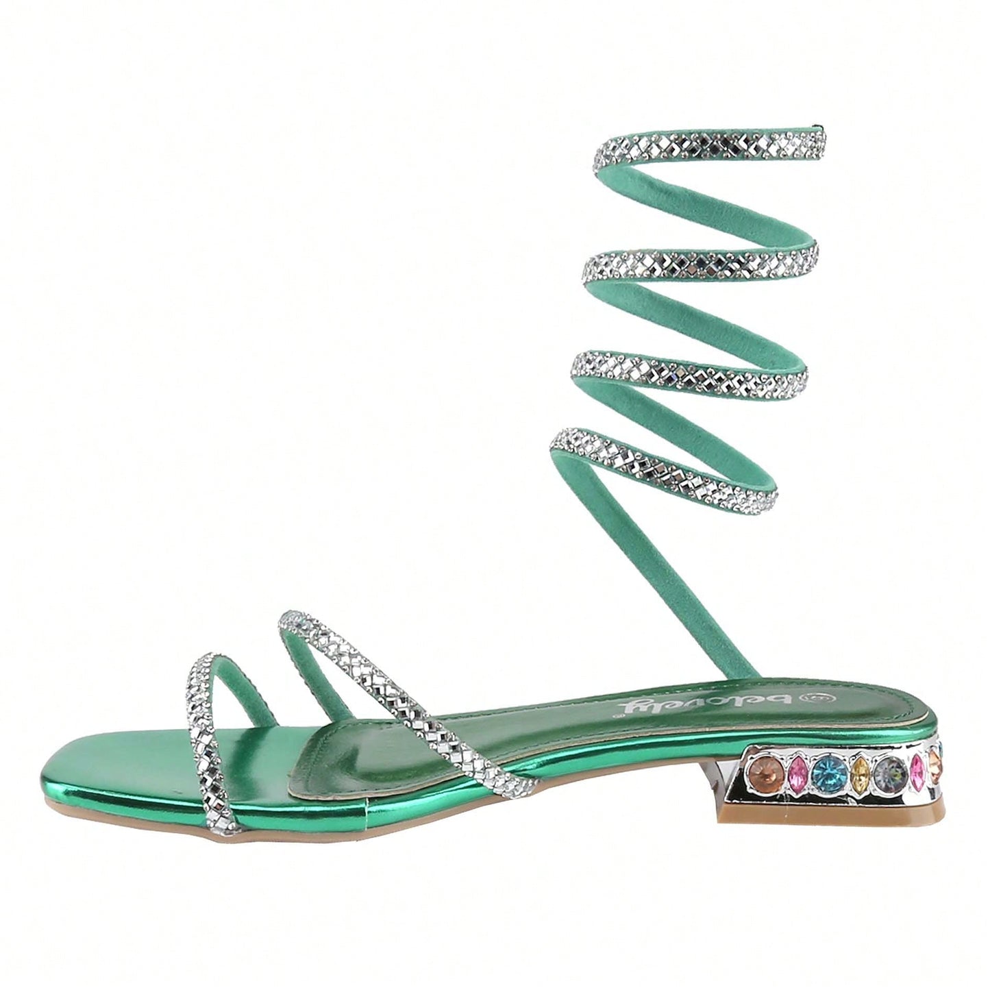 Women's Bling Rhinestone Square Flat Sandals,Crystal Satin Glitter Mules Slippers Boho Open Toe Slip-On Beach Sandals
