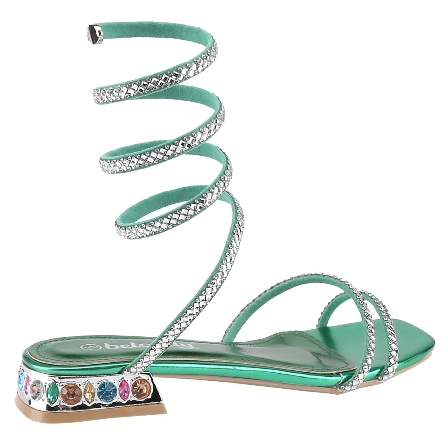Women's Bling Rhinestone Square Flat Sandals,Crystal Satin Glitter Mules Slippers Boho Open Toe Slip-On Beach Sandals