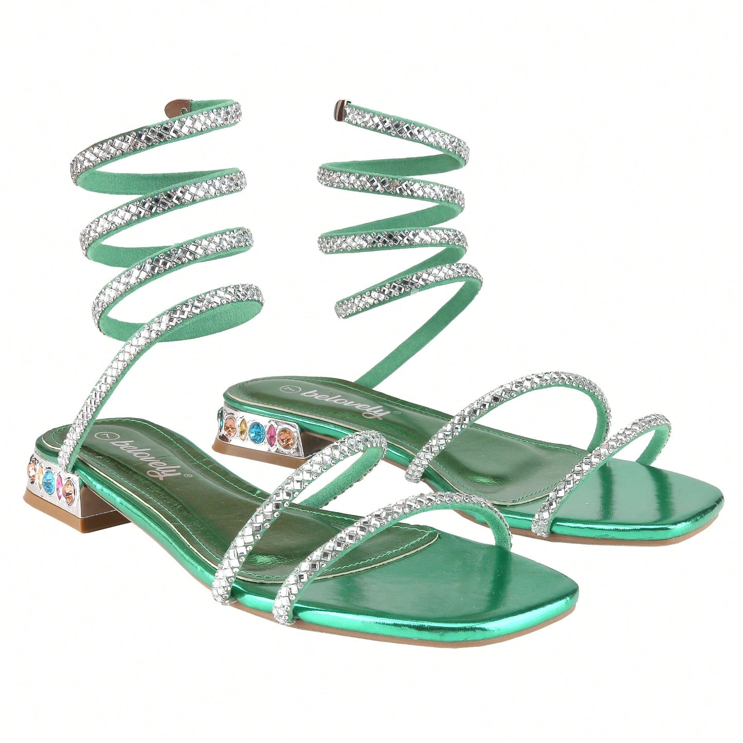 Women's Bling Rhinestone Square Flat Sandals,Crystal Satin Glitter Mules Slippers Boho Open Toe Slip-On Beach Sandals