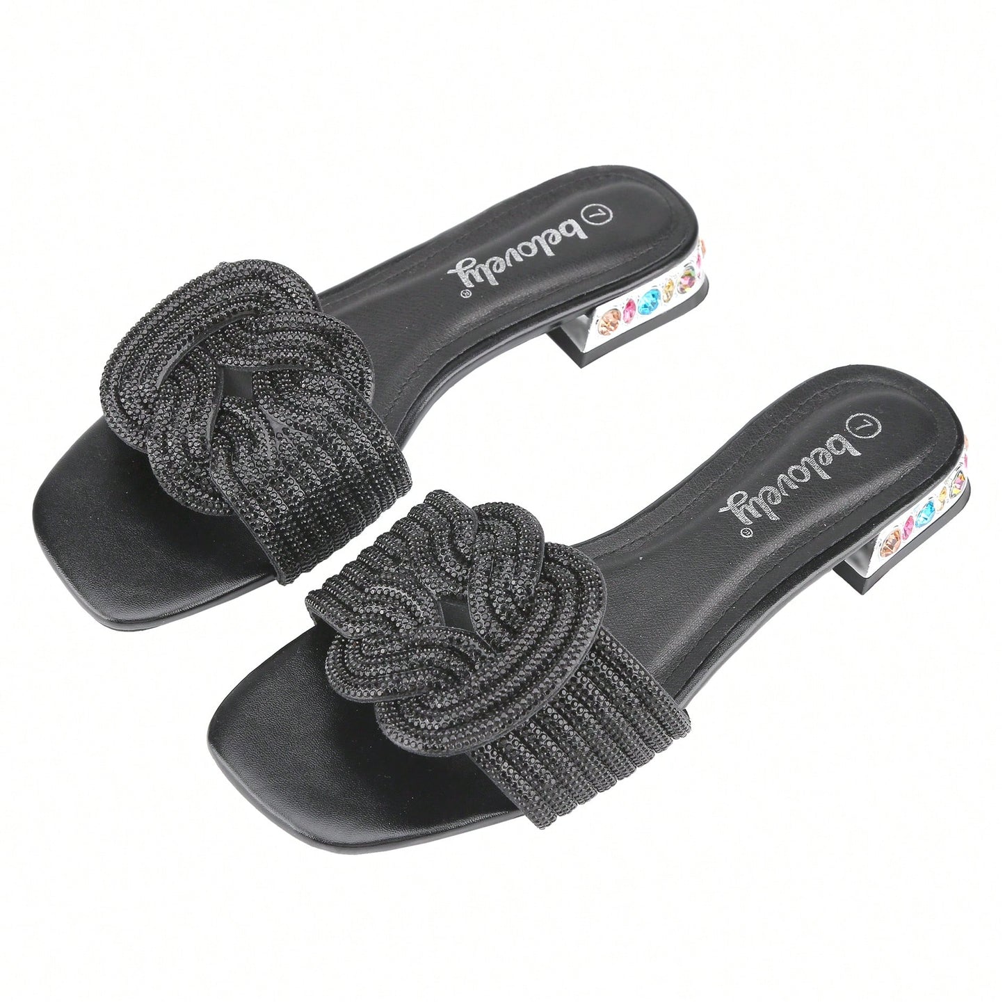 Women's Flat Rhinestone Sandals Fashion Slides Light Slippers For Summer