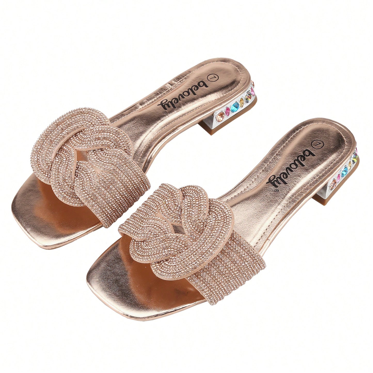 Women's Flat Rhinestone Sandals Fashion Slides Light Slippers For Summer