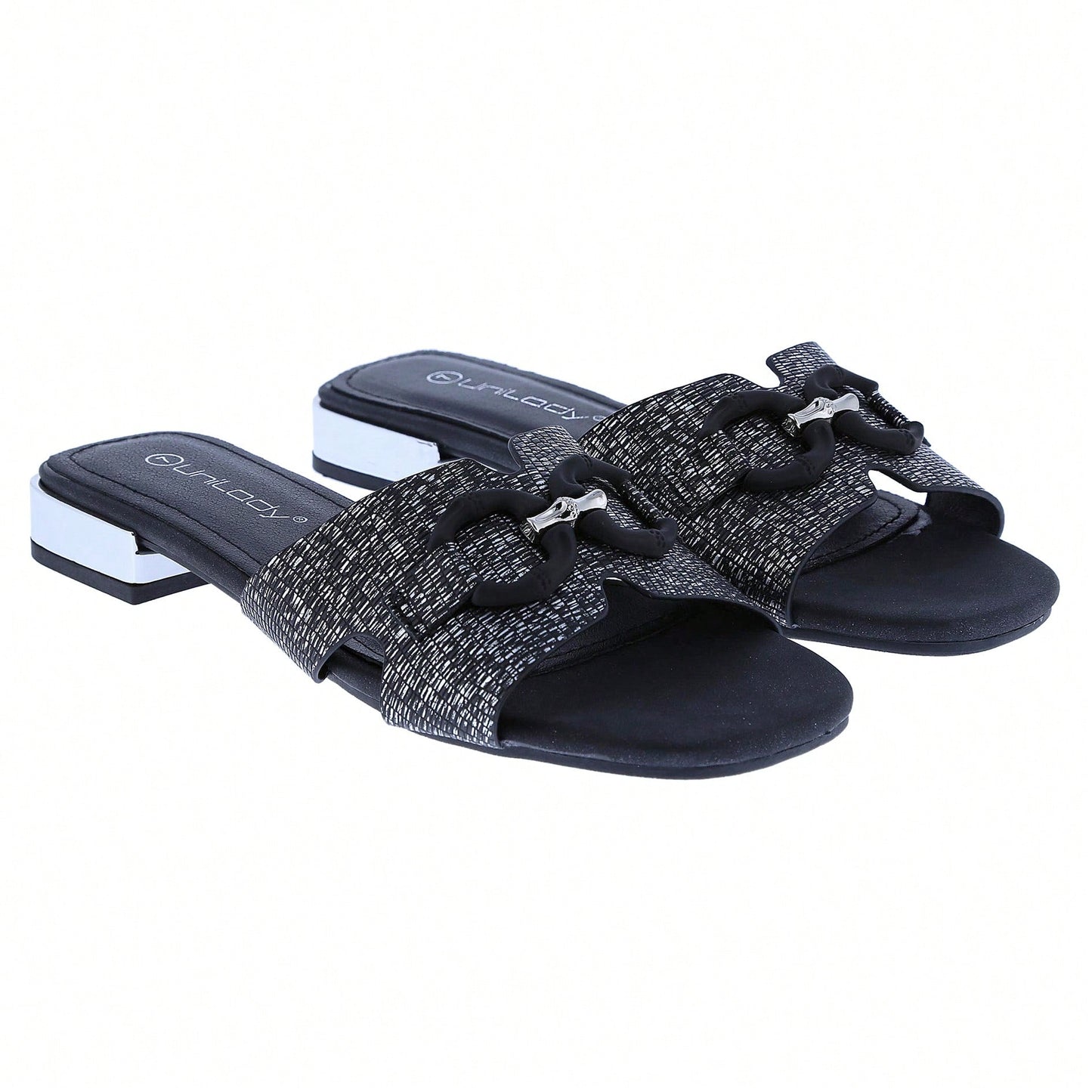 Women's Bling Rhinestone Square Flat Sandals, Crystal Satin Glitter Mules Slippers Boho Open Toe Slip-On Beach Sandals