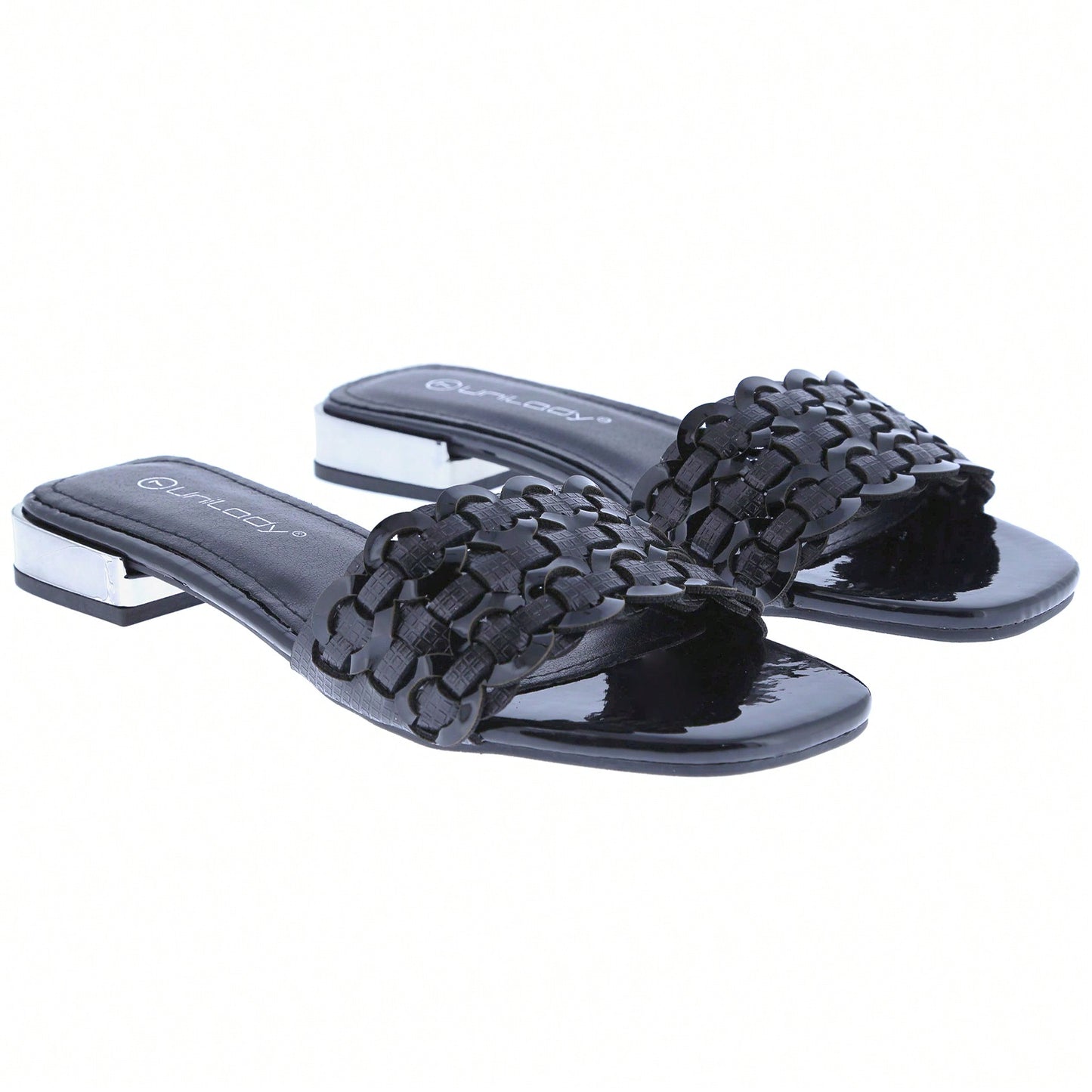 Women's Bling Rhinestone Square Flat Sandals, Crystal Satin Glitter Mules Slippers Boho Open Toe Slip-On Beach Sandals