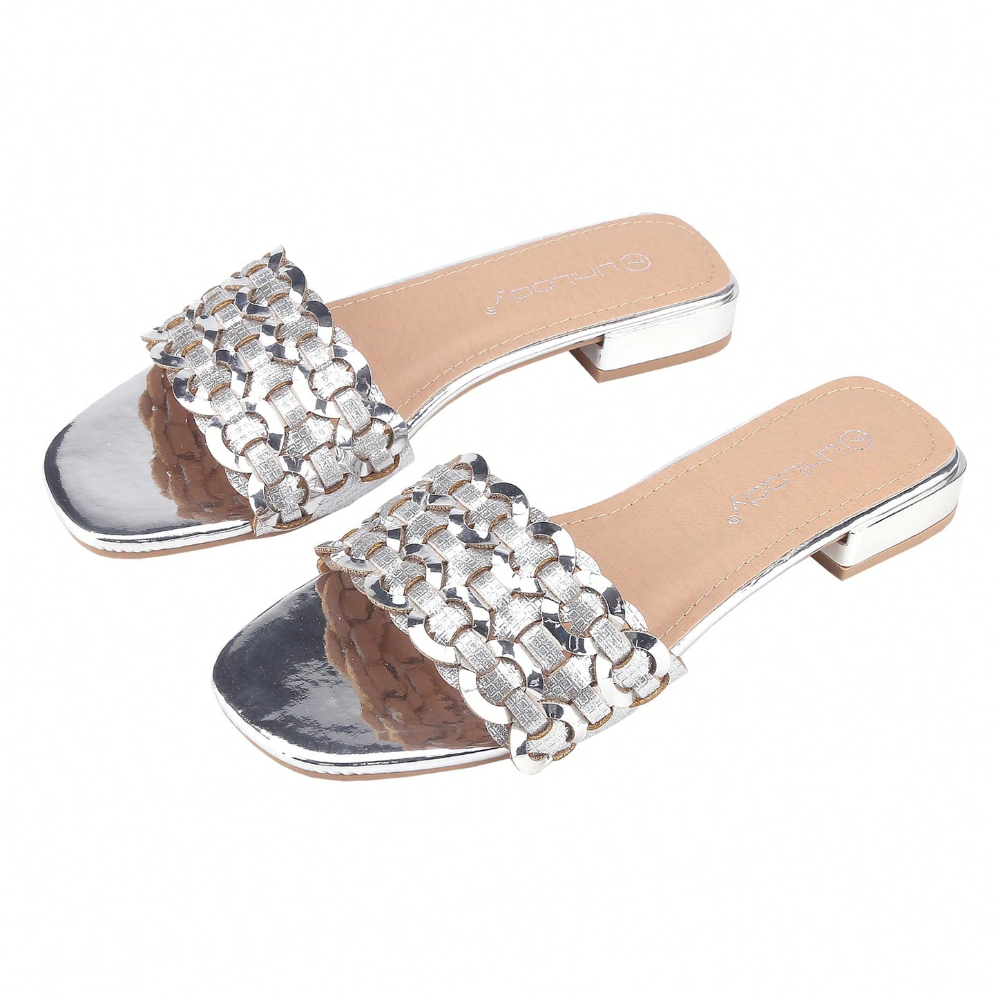 Women's Bling Rhinestone Square Flat Sandals, Crystal Satin Glitter Mules Slippers Boho Open Toe Slip-On Beach Sandals