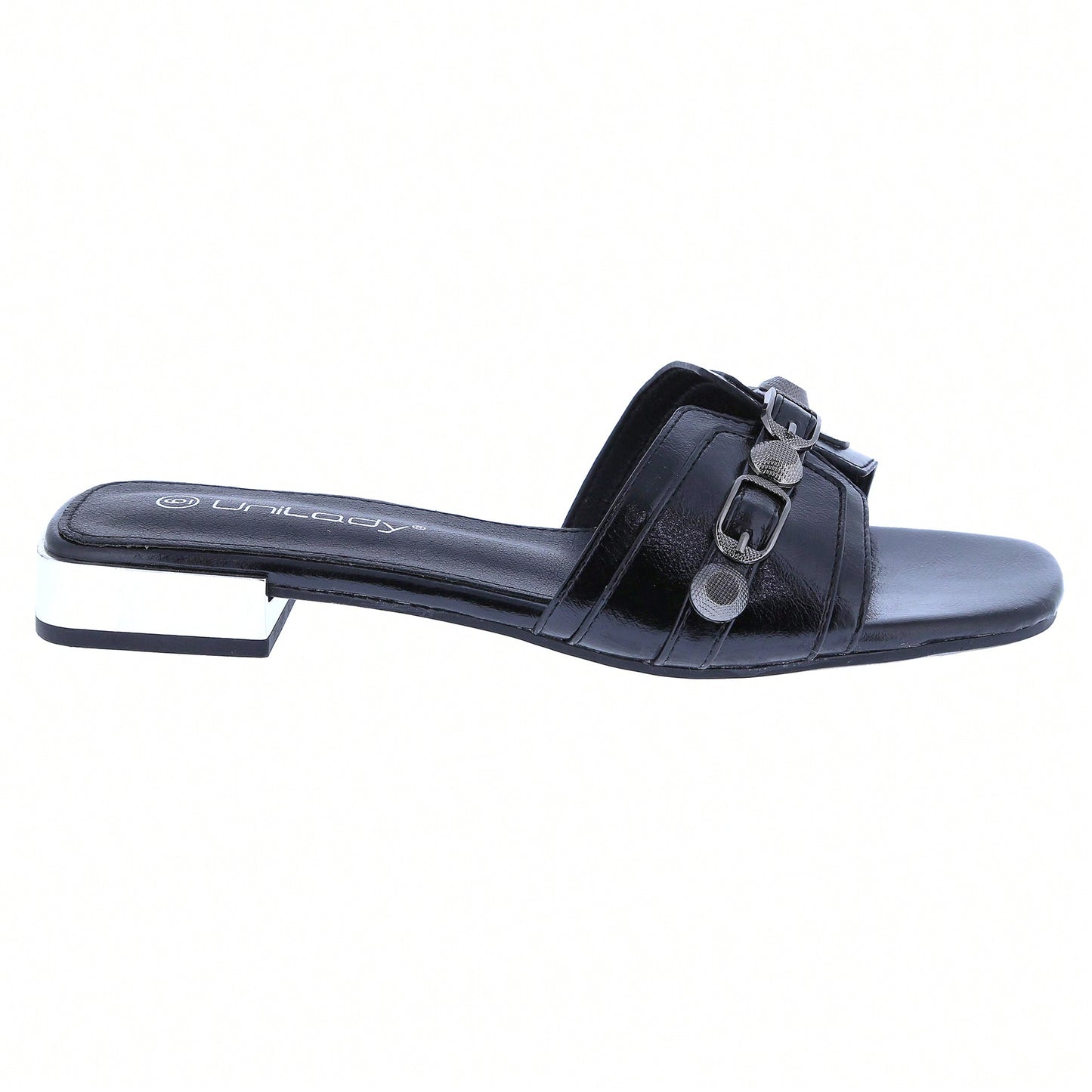 Women's Square Open Toe Summer Casual Flat Slide Sandals