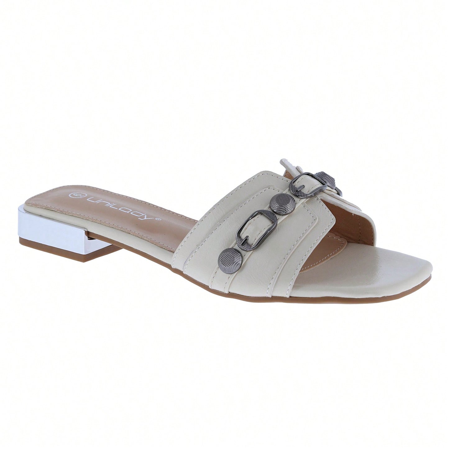 Women's Square Open Toe Summer Casual Flat Slide Sandals
