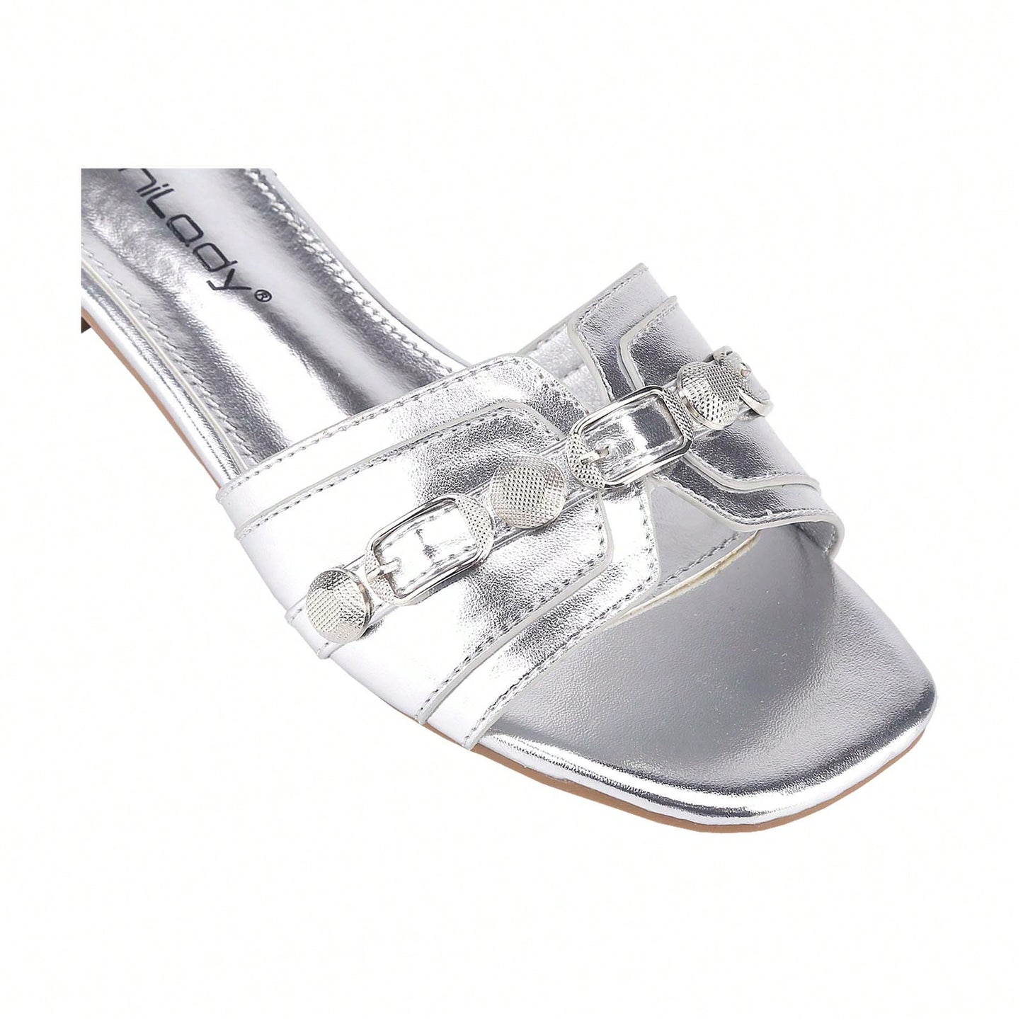 Women's Square Open Toe Summer Casual Flat Slide Sandals