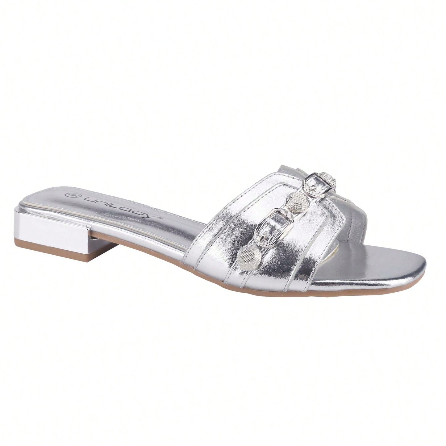 Women's Square Open Toe Summer Casual Flat Slide Sandals