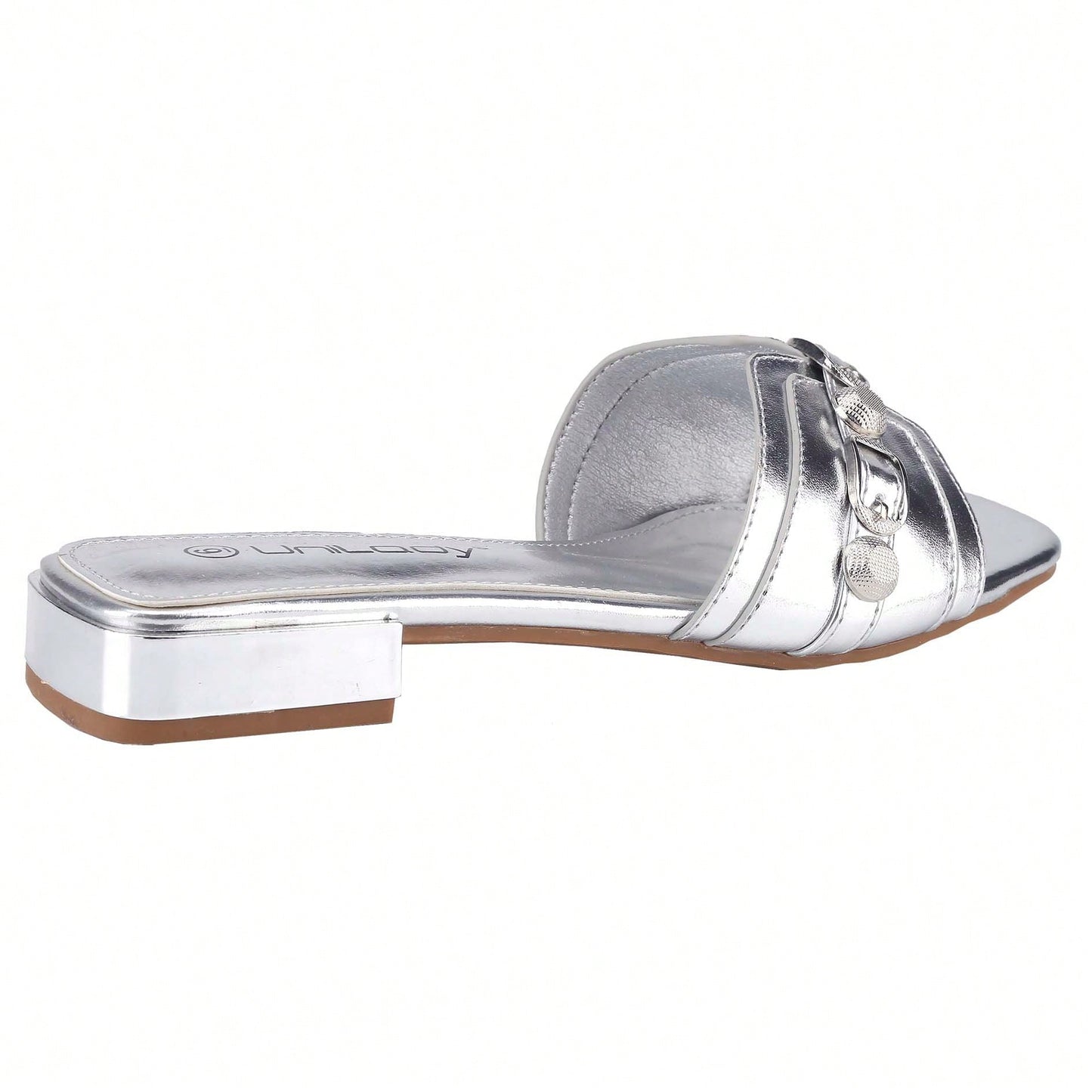 Women's Square Open Toe Summer Casual Flat Slide Sandals