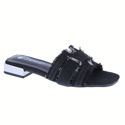 Women's Square Open Toe Summer Casual Flat Slide Sandals