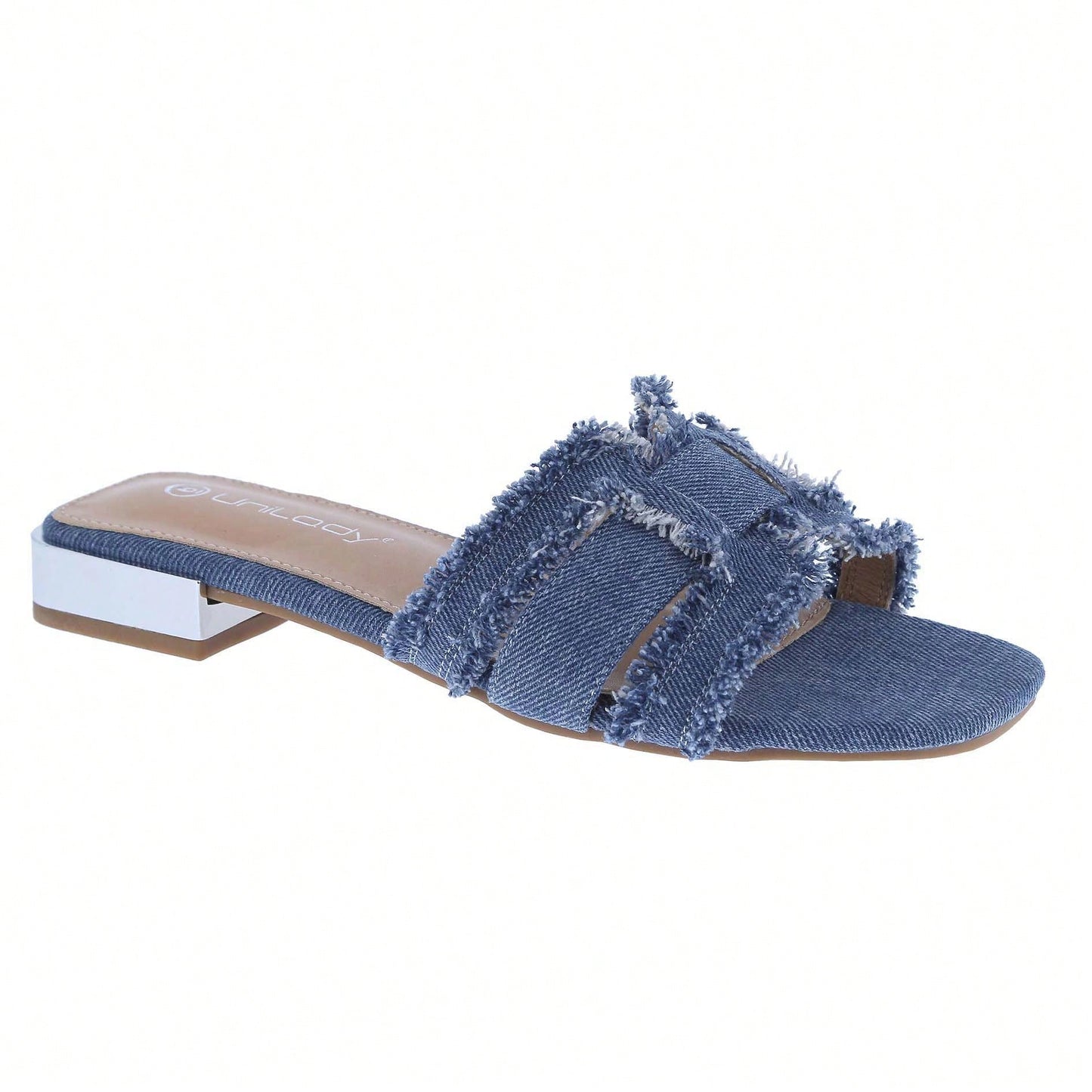 Women's Square Open Toe Summer Casual Flat Slide Sandals