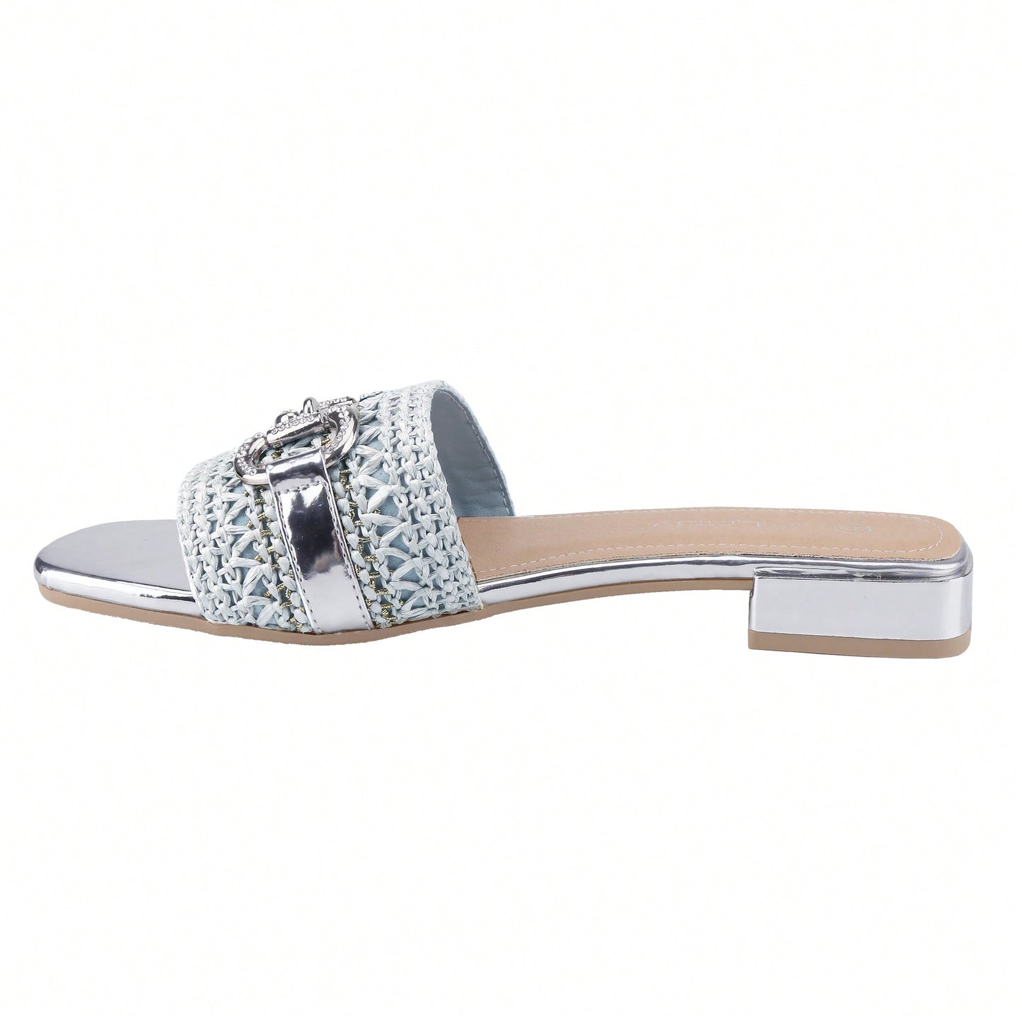 Women's Bling Rhinestone Square Flat Sandals,Crystal Satin Glitter Mules Slippers Boho Open Toe Slip-On Beach Sandals