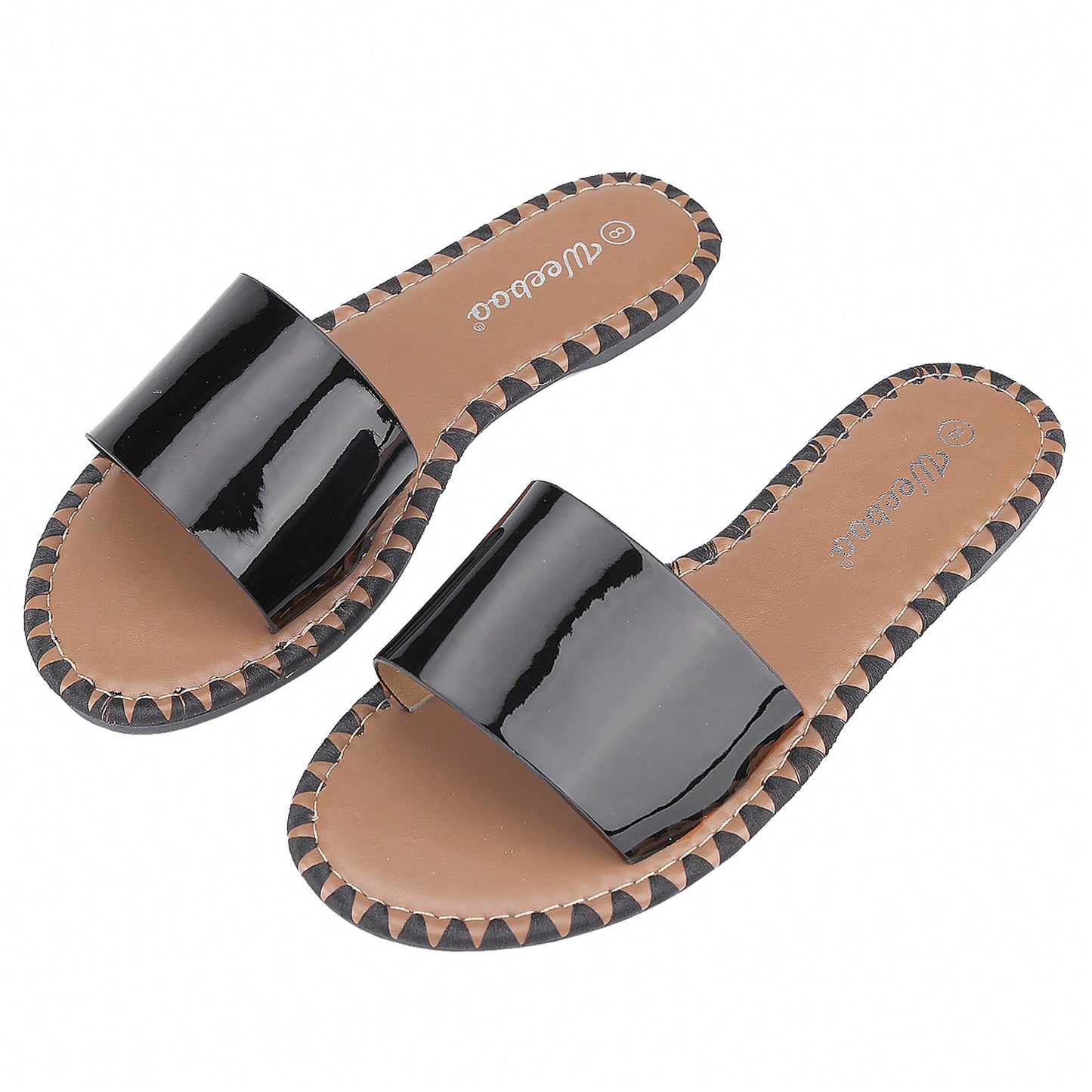 Women's Flat Sandals Fashion Round Open Toe Metal Chain Summer Dressy Sandals Slip On Casual Slides