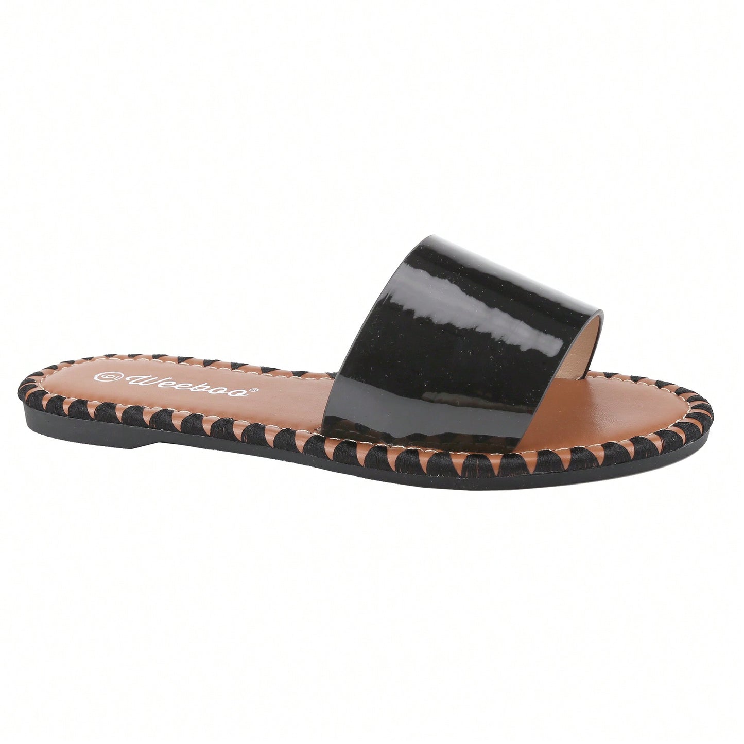 Women's Flat Sandals Fashion Round Open Toe Metal Chain Summer Dressy Sandals Slip On Casual Slides