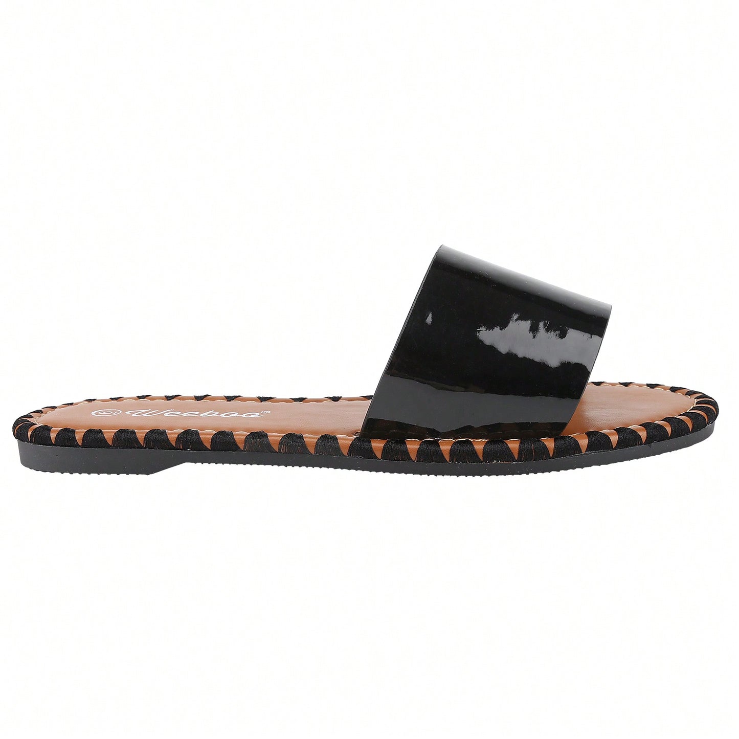 Women's Flat Sandals Fashion Round Open Toe Metal Chain Summer Dressy Sandals Slip On Casual Slides