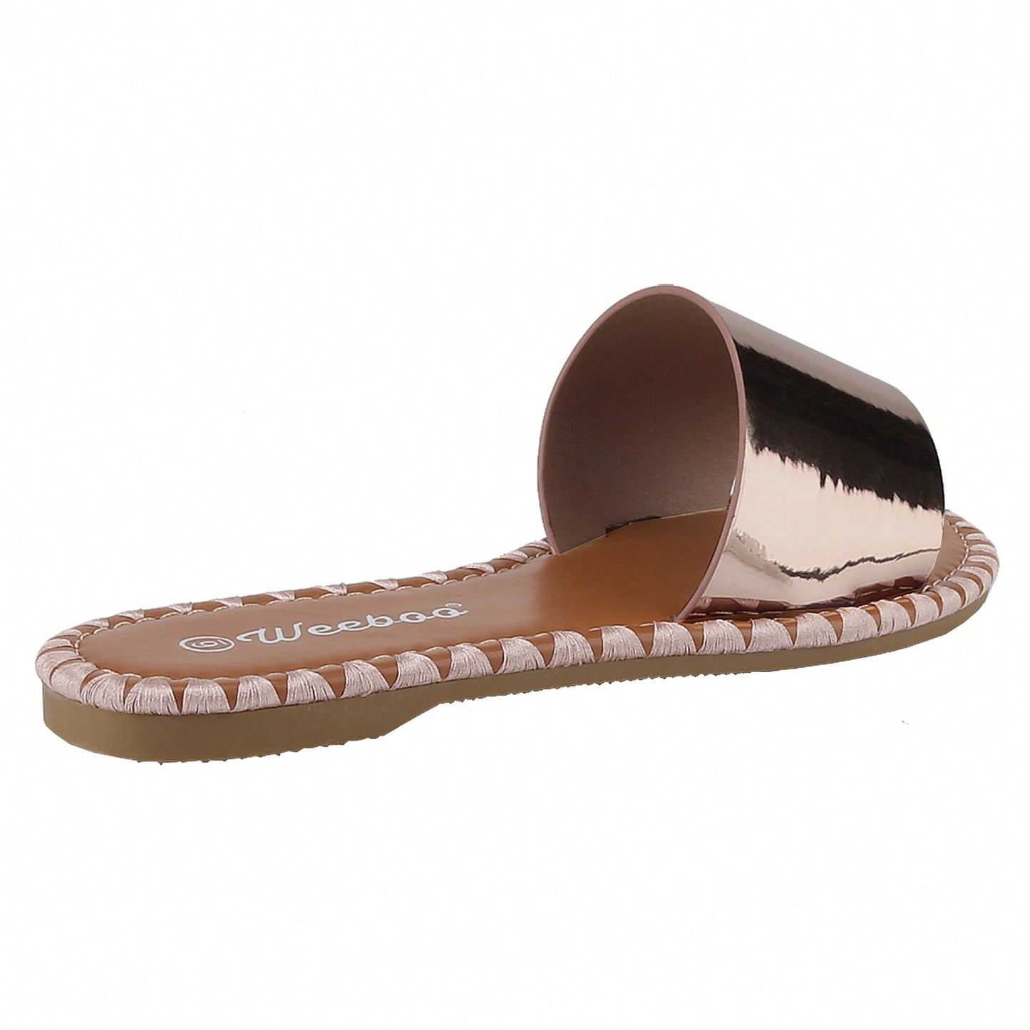 Women's Flat Sandals Fashion Round Open Toe Metal Chain Summer Dressy Sandals Slip On Casual Slides