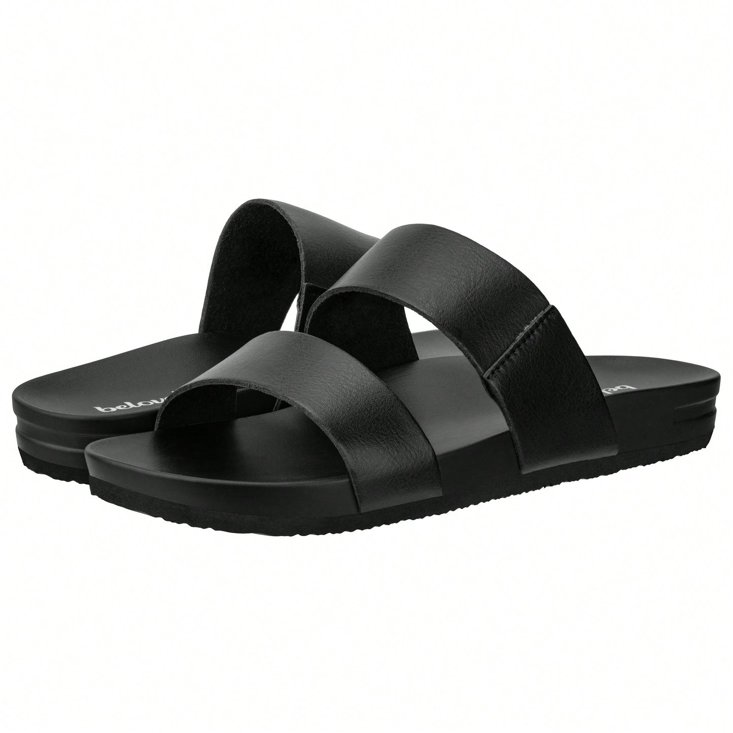 Women's 2 Band Slide Footbed Sandal Comfort Foam Slip On Flat Sandals Casual Summer Sandals