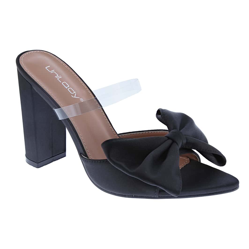 Women's Pointed Toe Heeled Sandal Chunky Block Heel With Bow