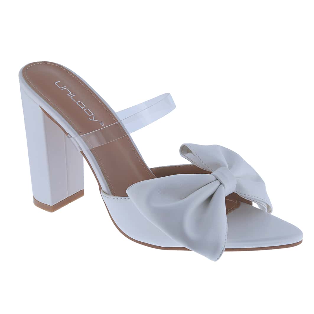 Women's Pointed Toe Heeled Sandal Chunky Block Heel With Bow