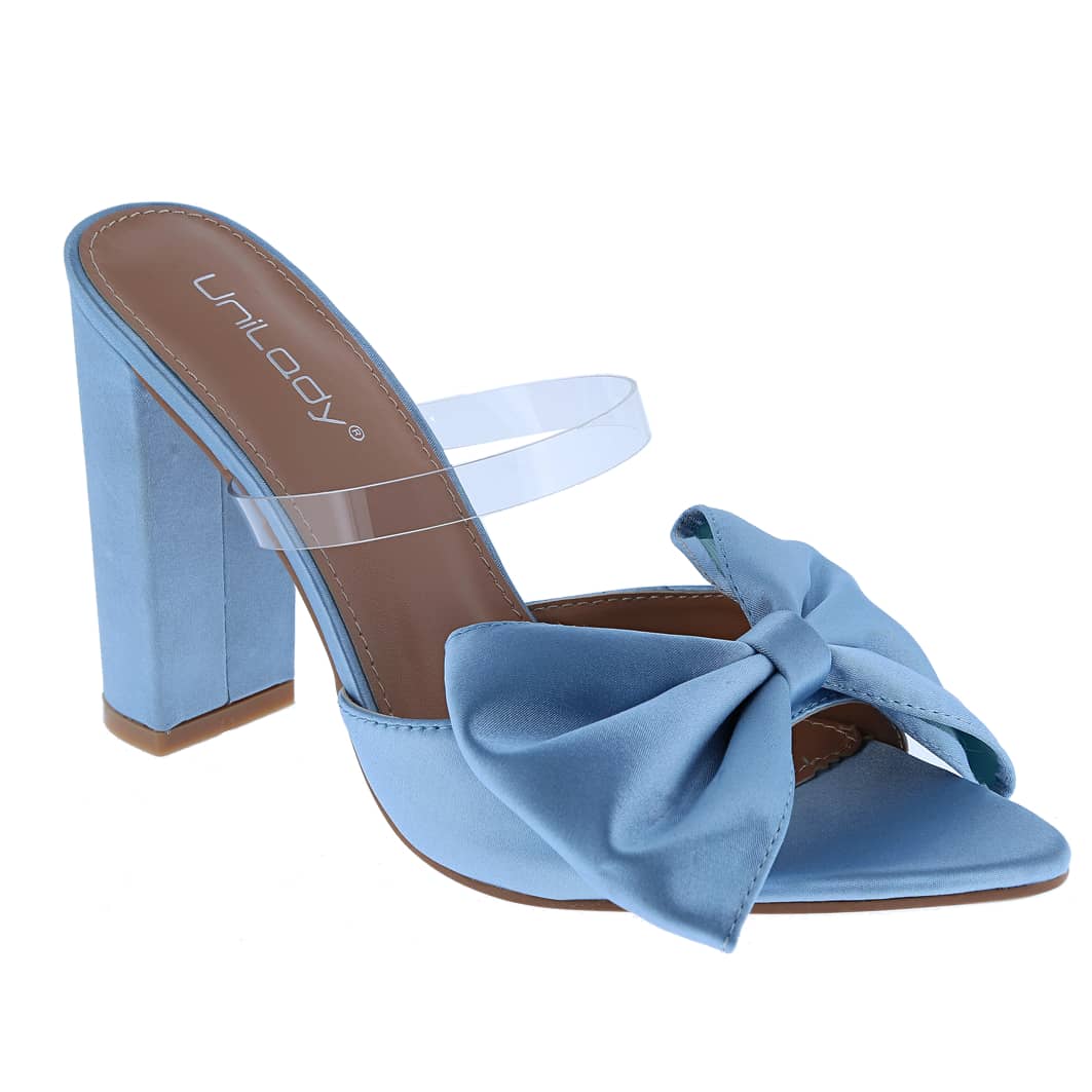 Women's Pointed Toe Heeled Sandal Chunky Block Heel With Bow